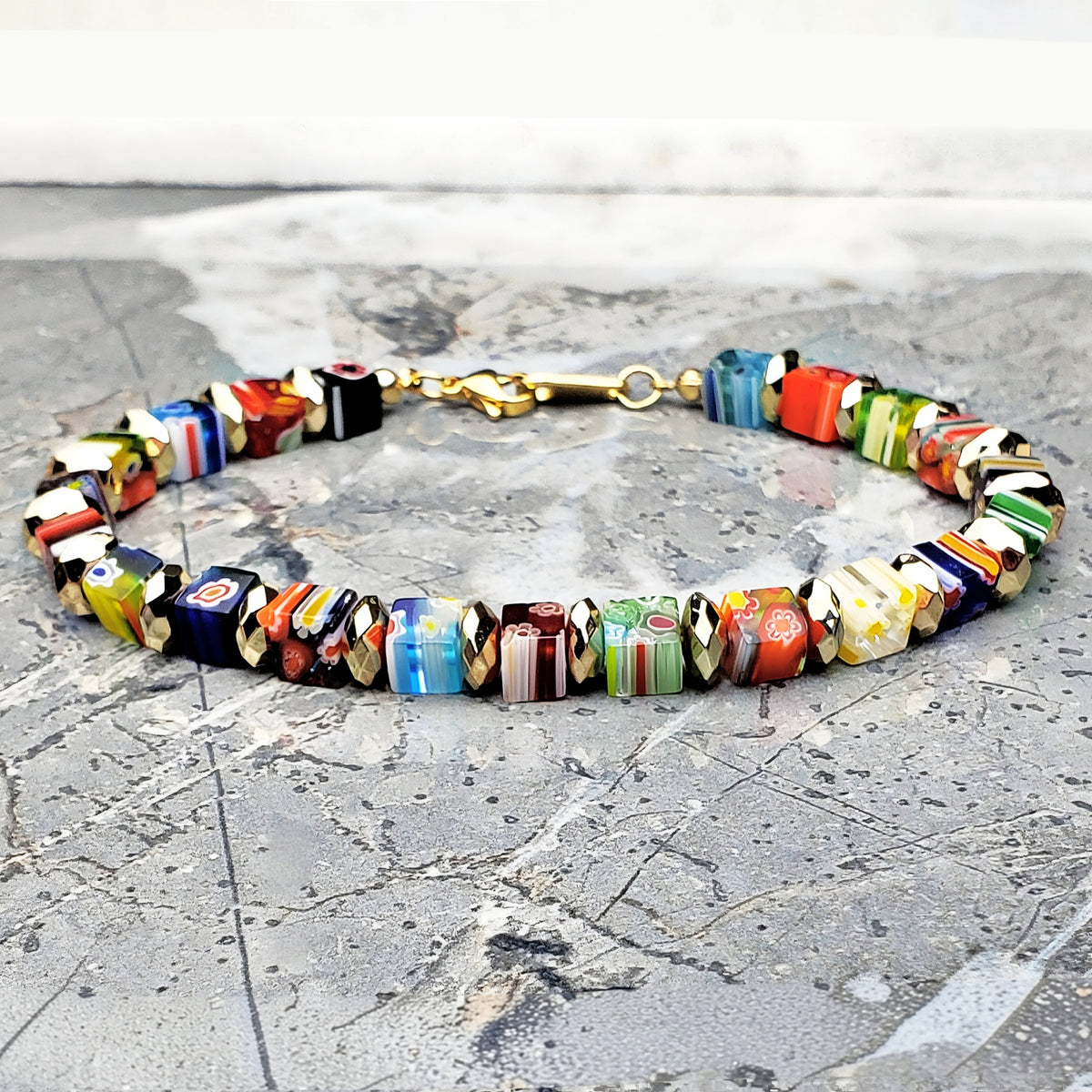 Millefiori Cubes Bracelet