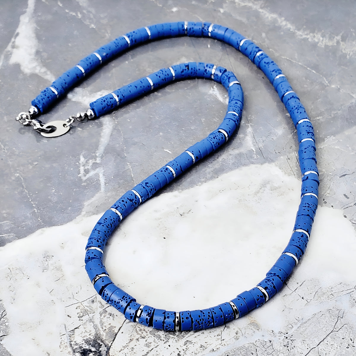 Blue Lava Heishi Necklace