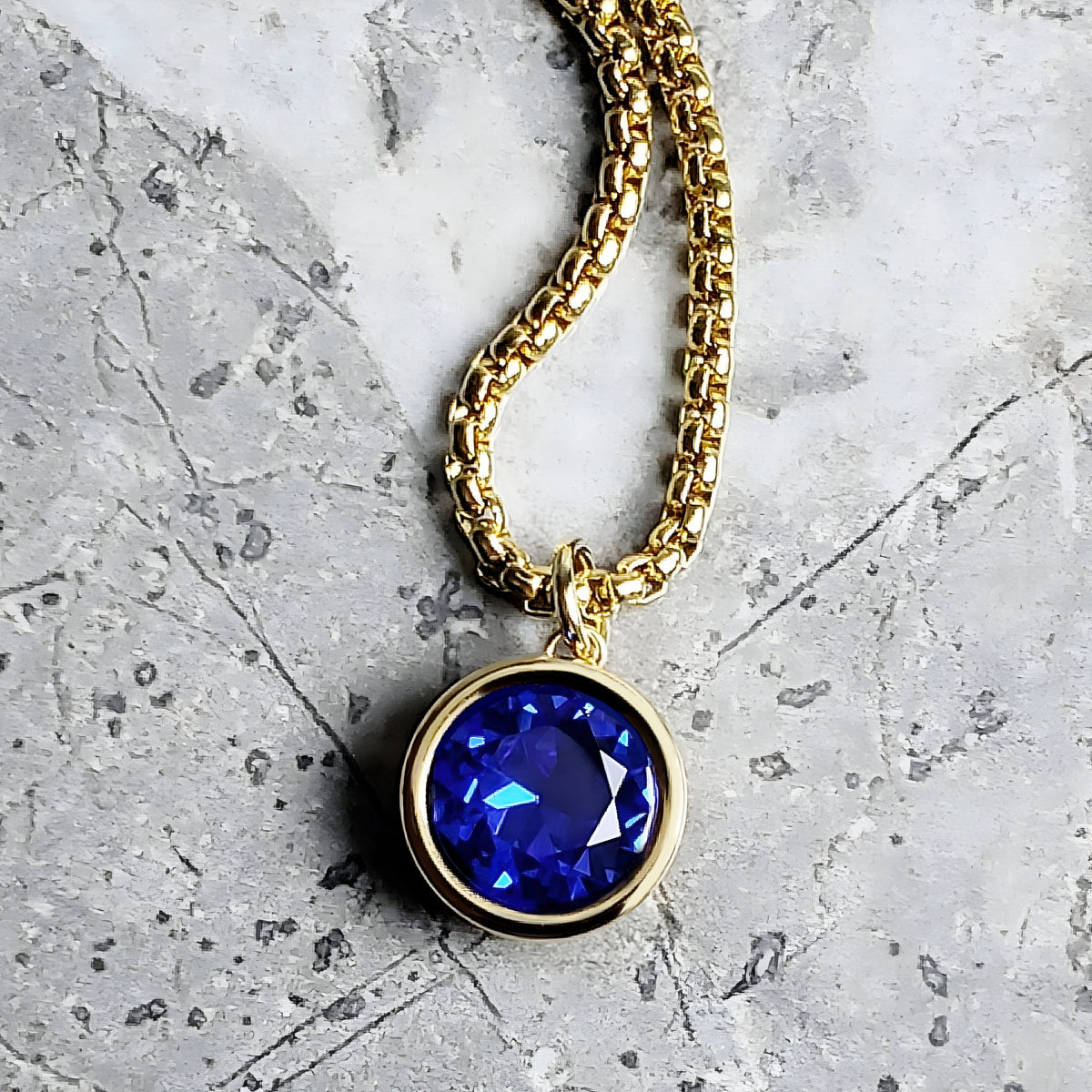 Gold Sapphire Coin Necklace
