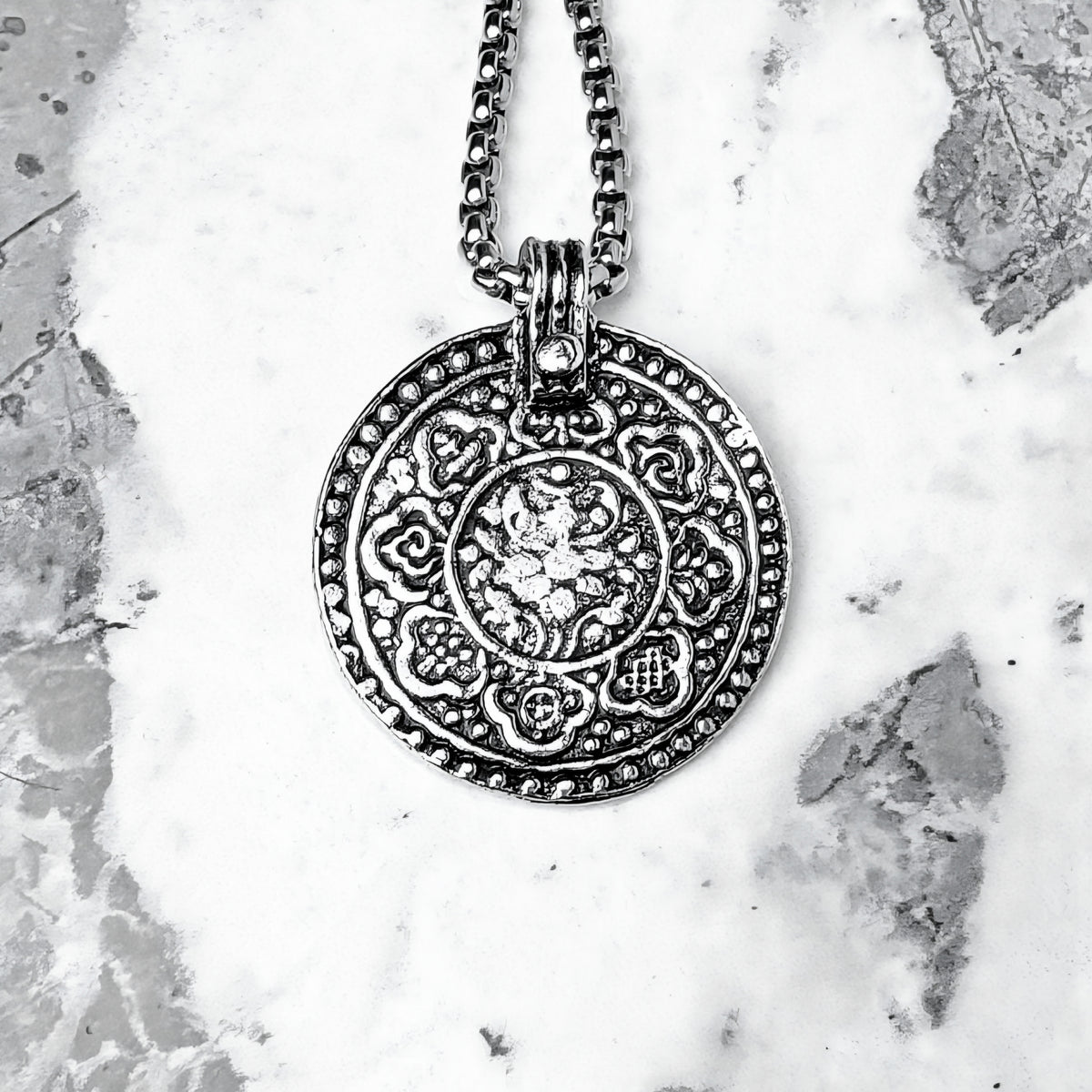 Silver 8 Fold Path Medallion