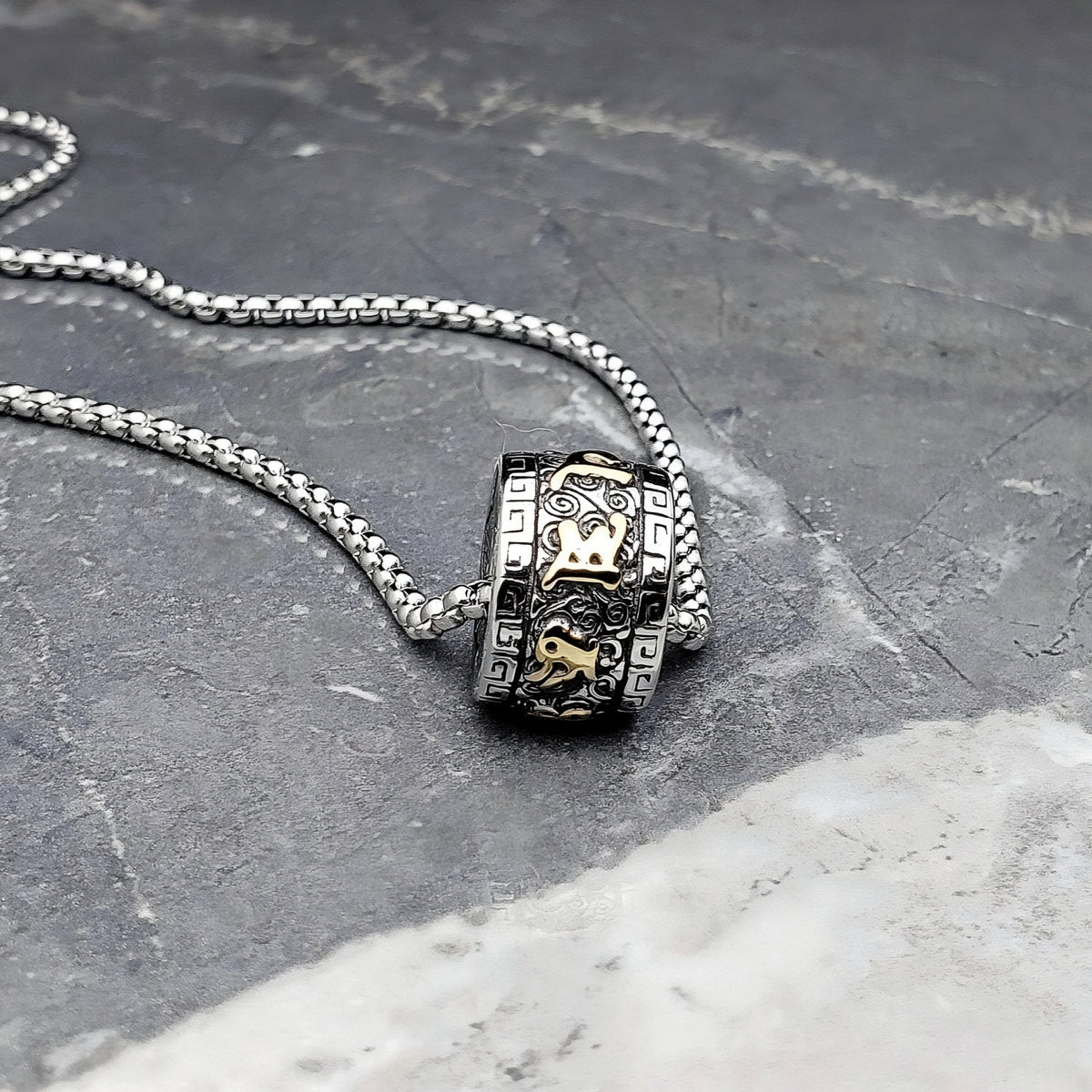 Silver & Gold Prayer Bead Necklace
