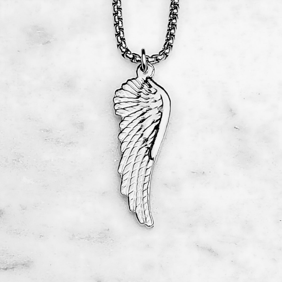 Silver Angelic Warrior Wing Necklace