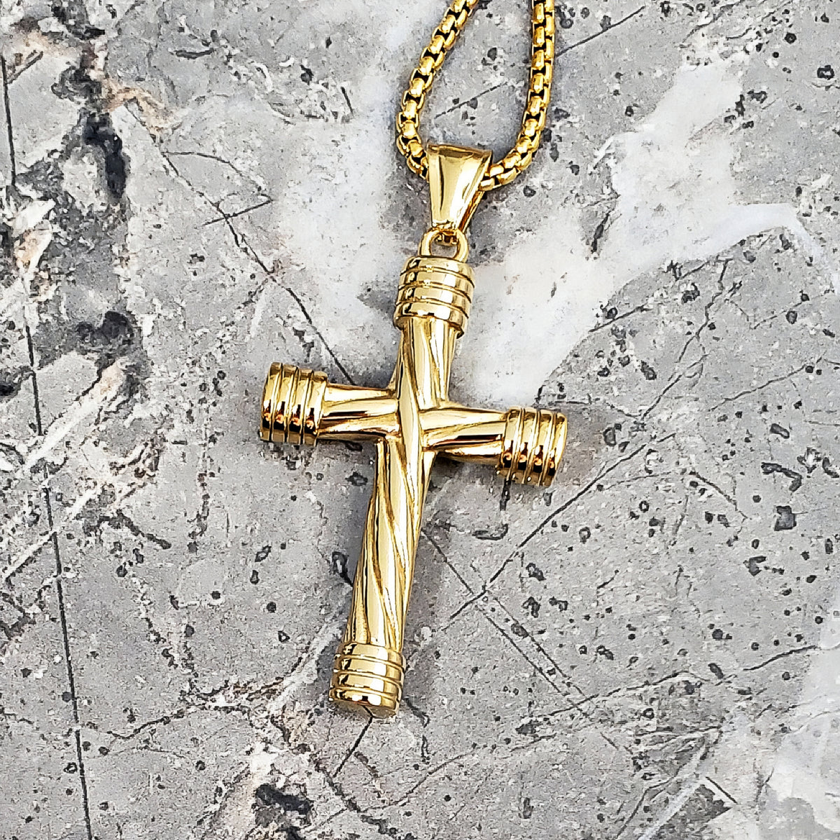 Gold Twisted Cross Necklace
