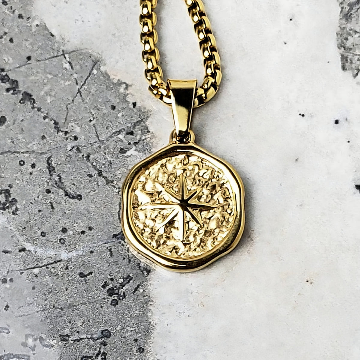 Rustic North Star Coin Necklace