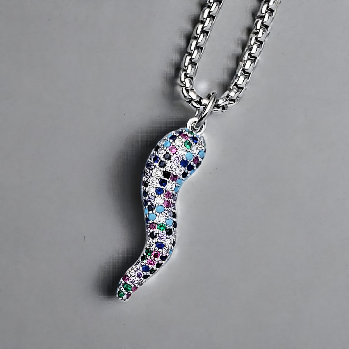 Multicolor Pavé Cornicello Necklace