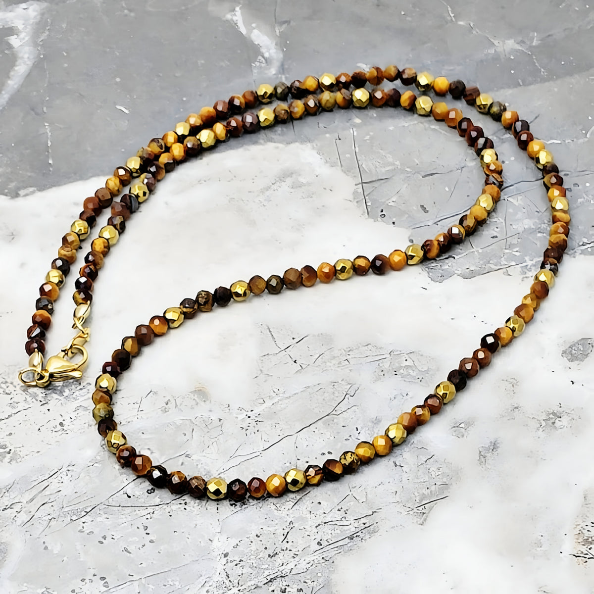 Tiger Eye Gold Gemstone Necklace