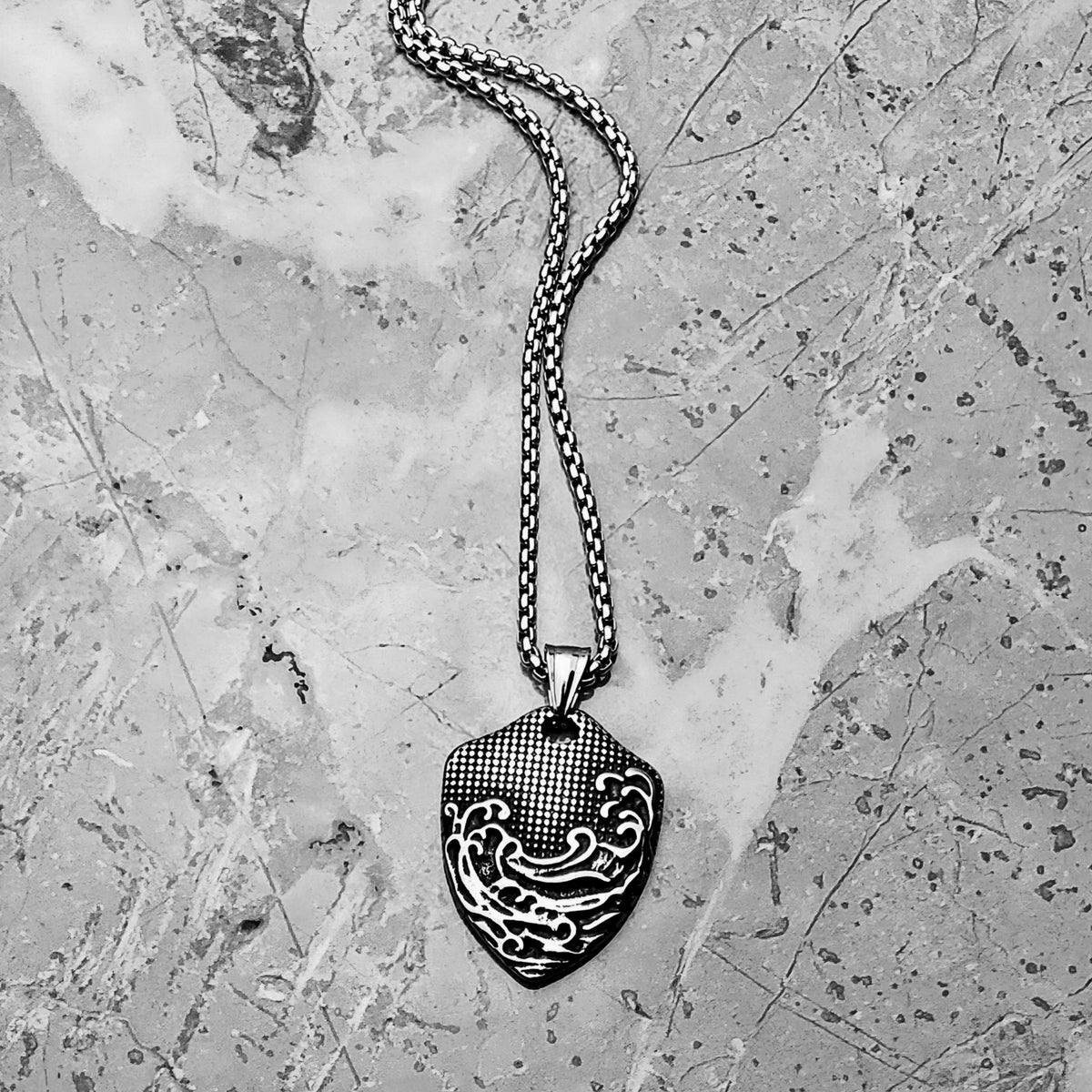 Waves Shield Pendant Necklace