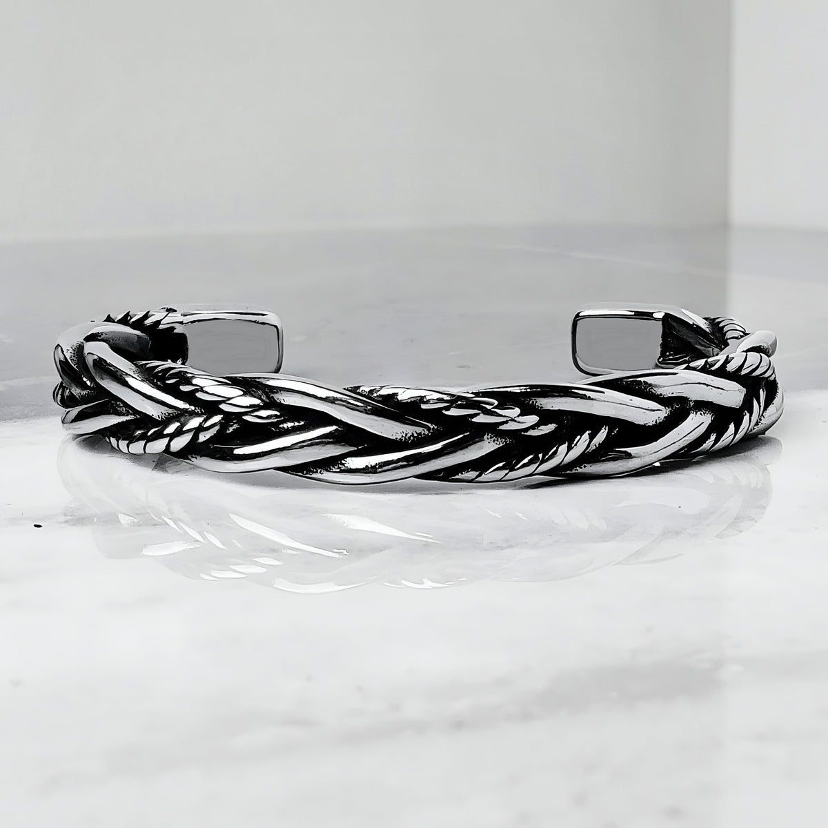 Silver Twisted Rope Cuff Bracelet