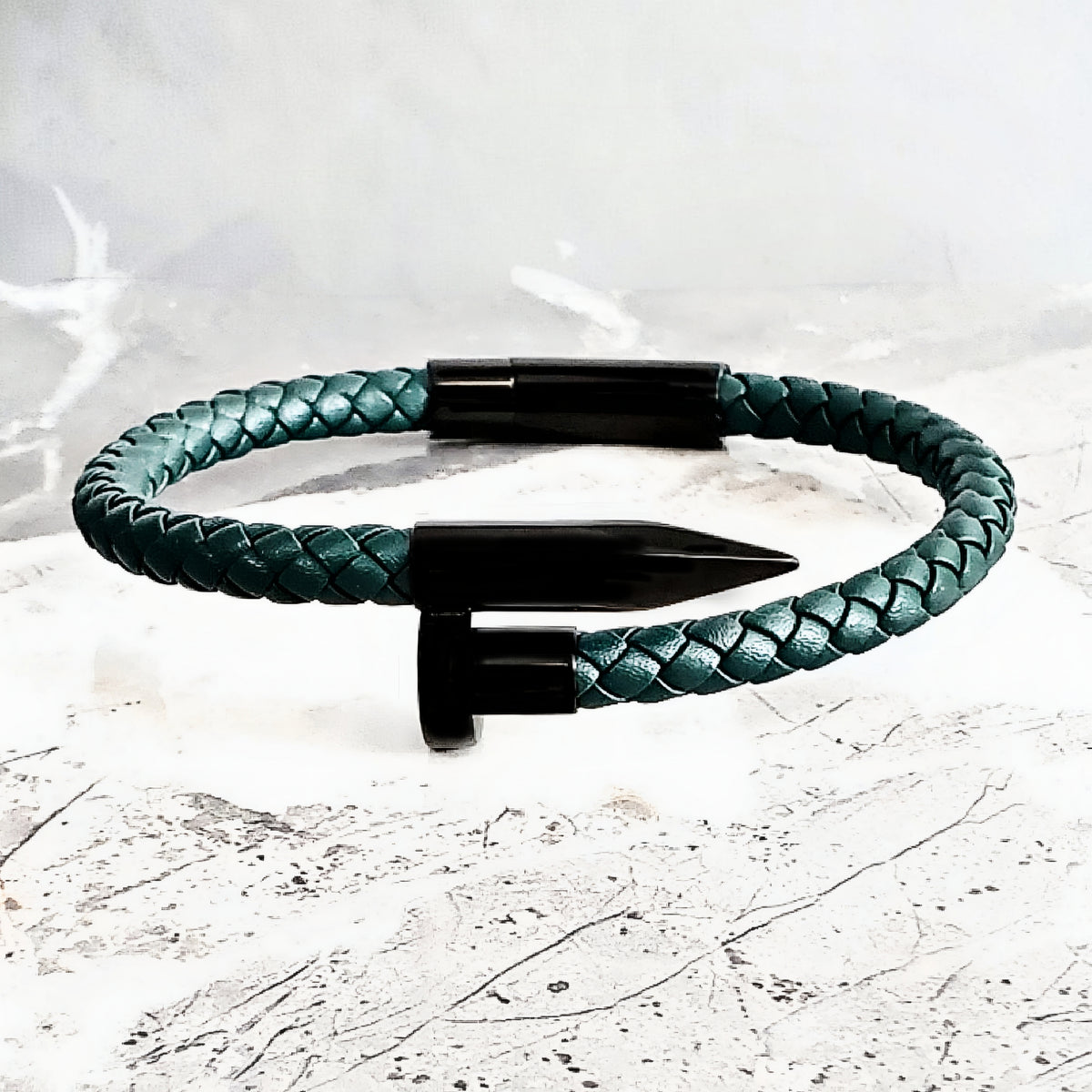 Emerald Leather Cuff Bracelet