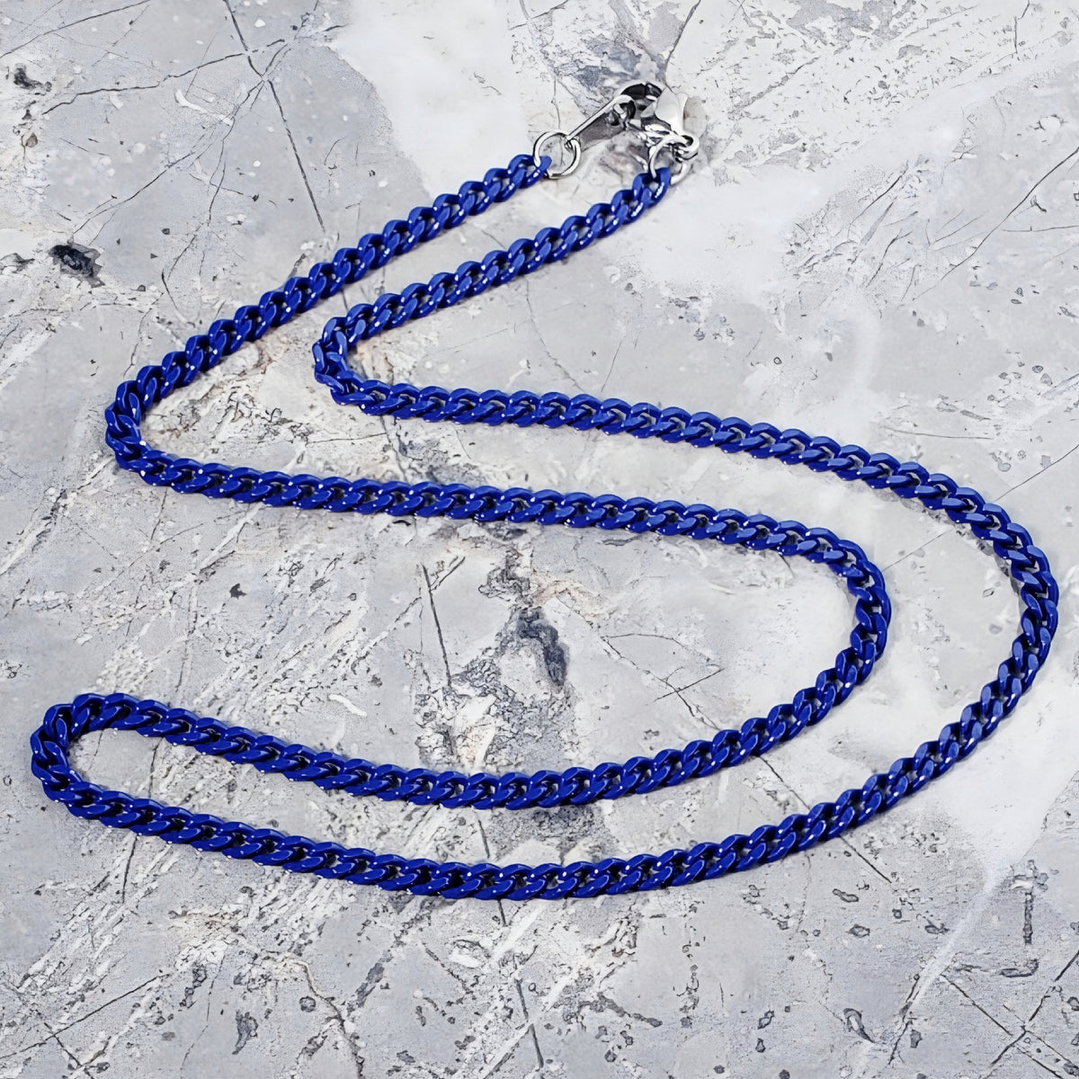 Blue Curb Chain Necklace