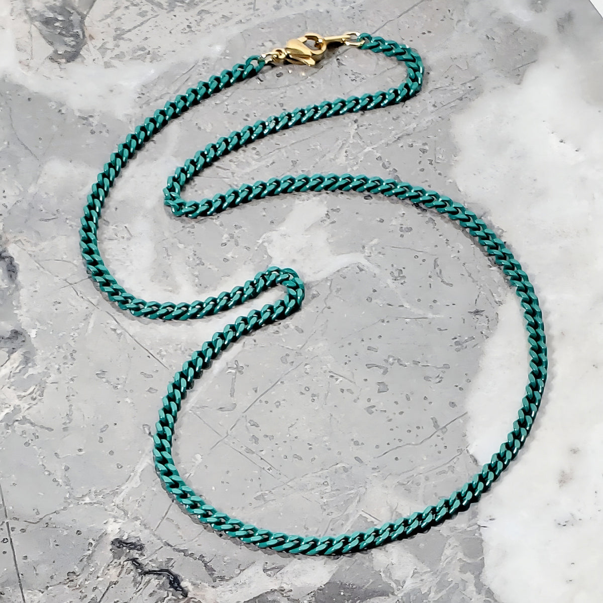 Dark Turquoise Curb Chain Necklace
