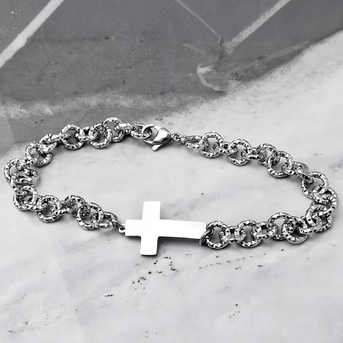 Faceted Cross Chain Bracelet