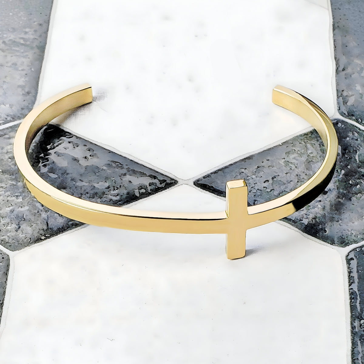 Gold Cross Cuff Bracelet