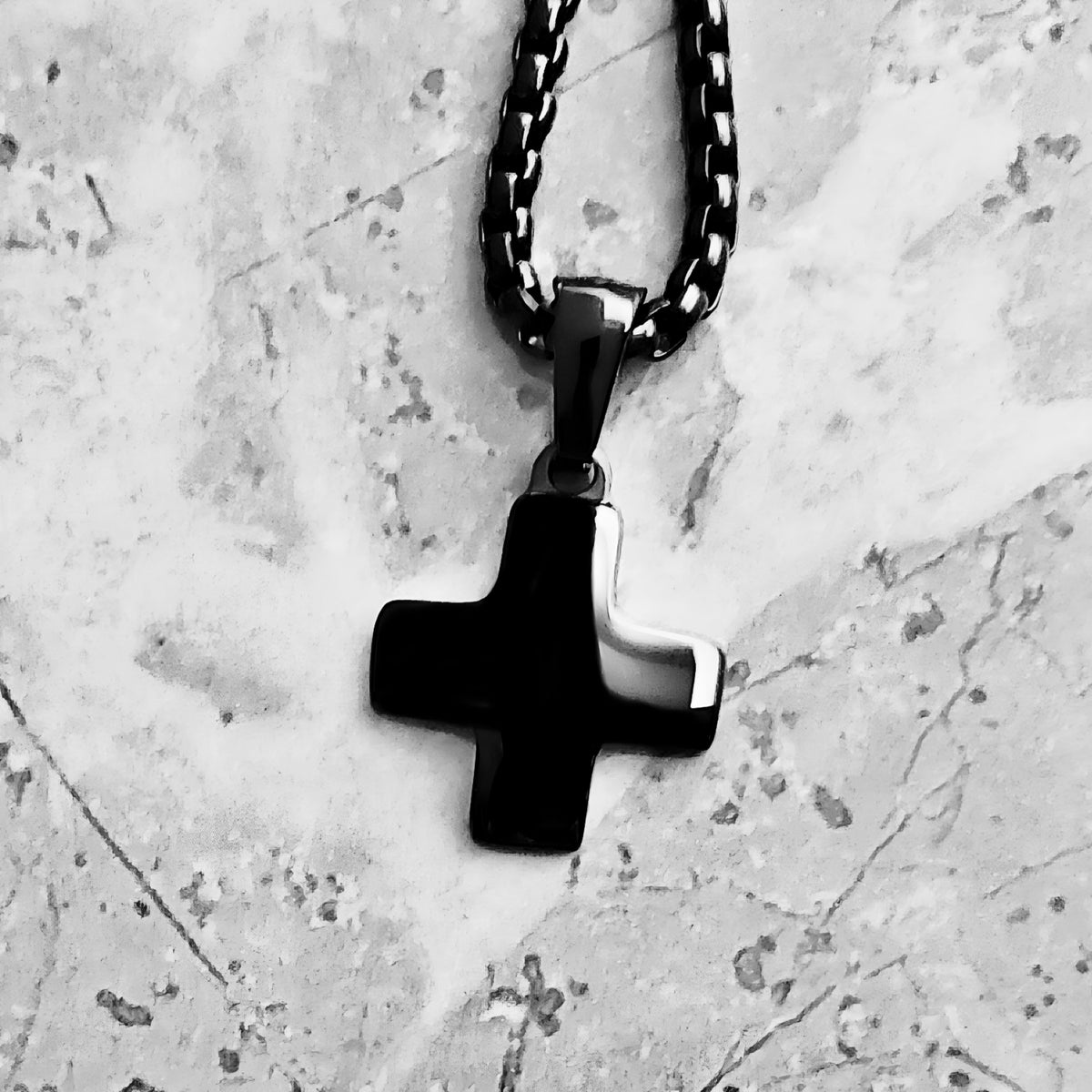 Black Mini Greek Cross Necklace