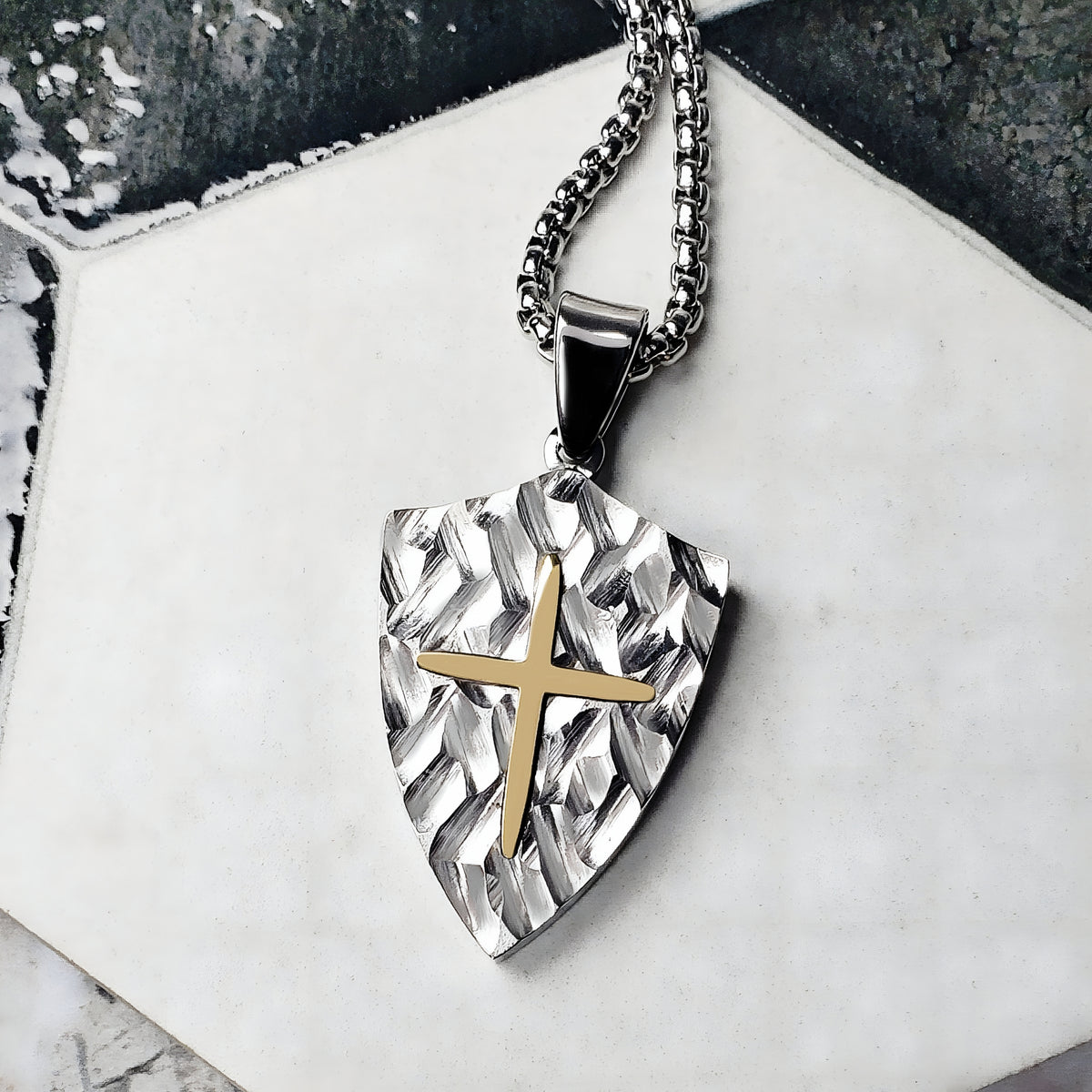 Silver Carbon Fiber Shield of Strength