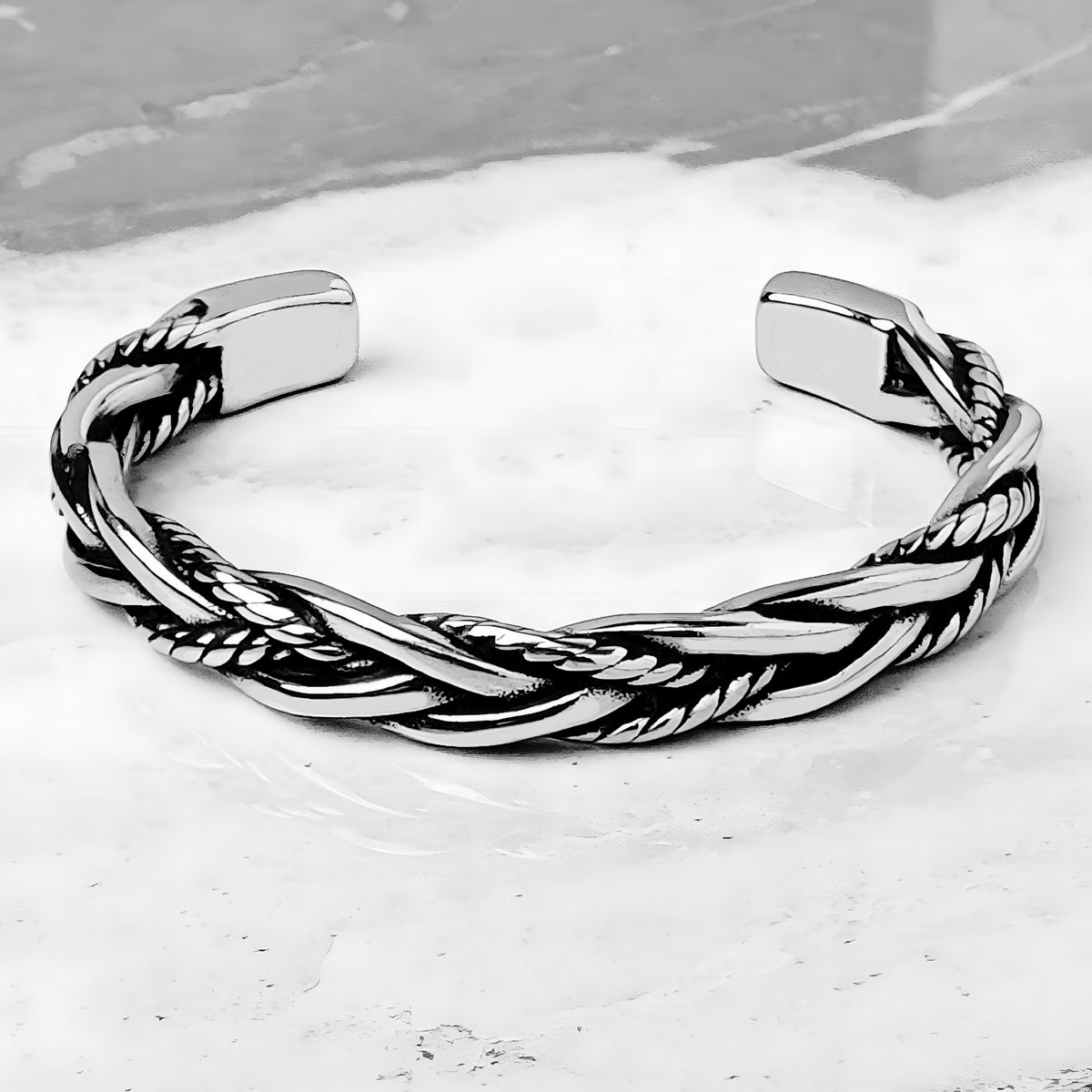 Silver Twisted Rope Cuff Bracelet
