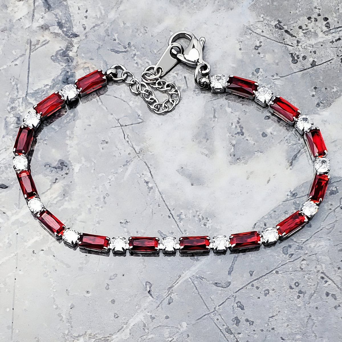Silver Garnet Tennis Bracelet