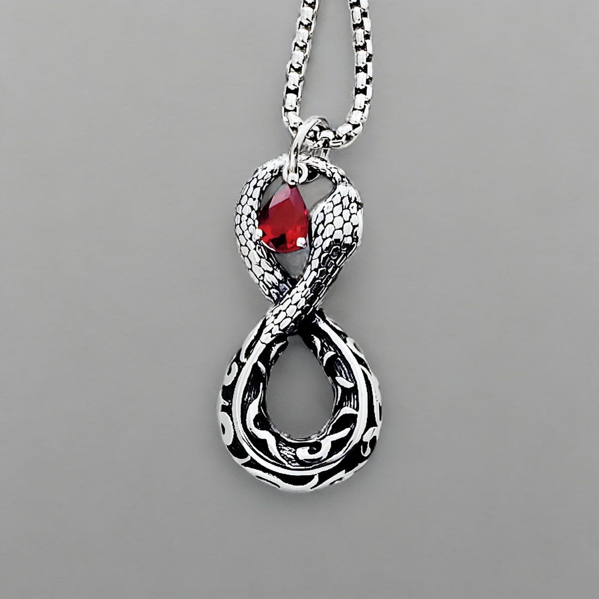 Ouroboros Garnet Infinity Amulet Necklace