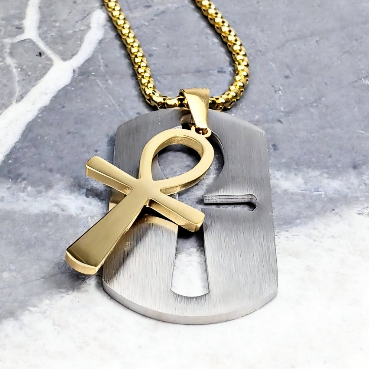 Ankh Dog Tag Necklace