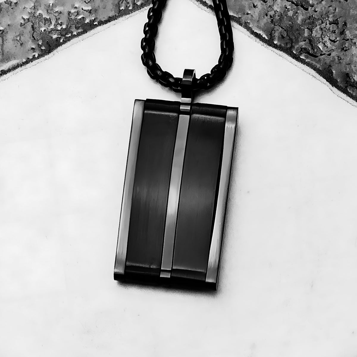 Black Carbon Fiber Dog Tag Necklace