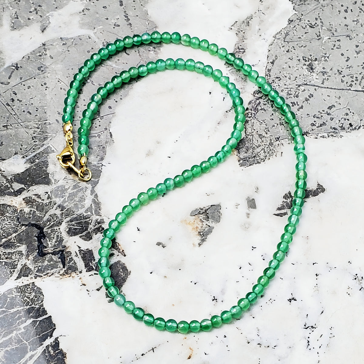 Green Onyx Gemstone Chain Necklace