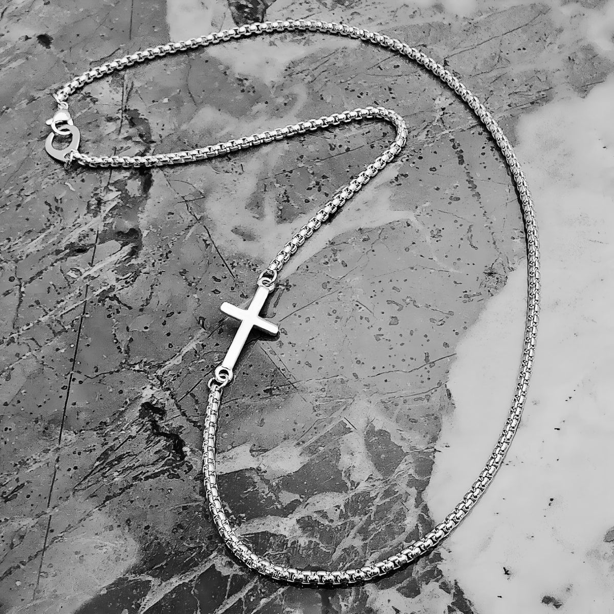 Platinum Cross Chain Necklace