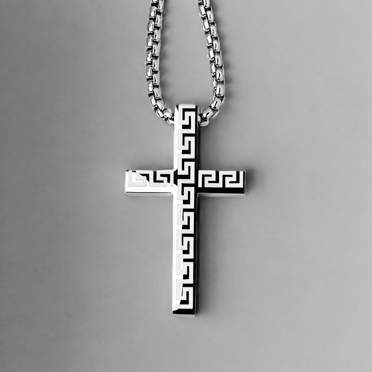 Greek Key Cross Amulet Necklace