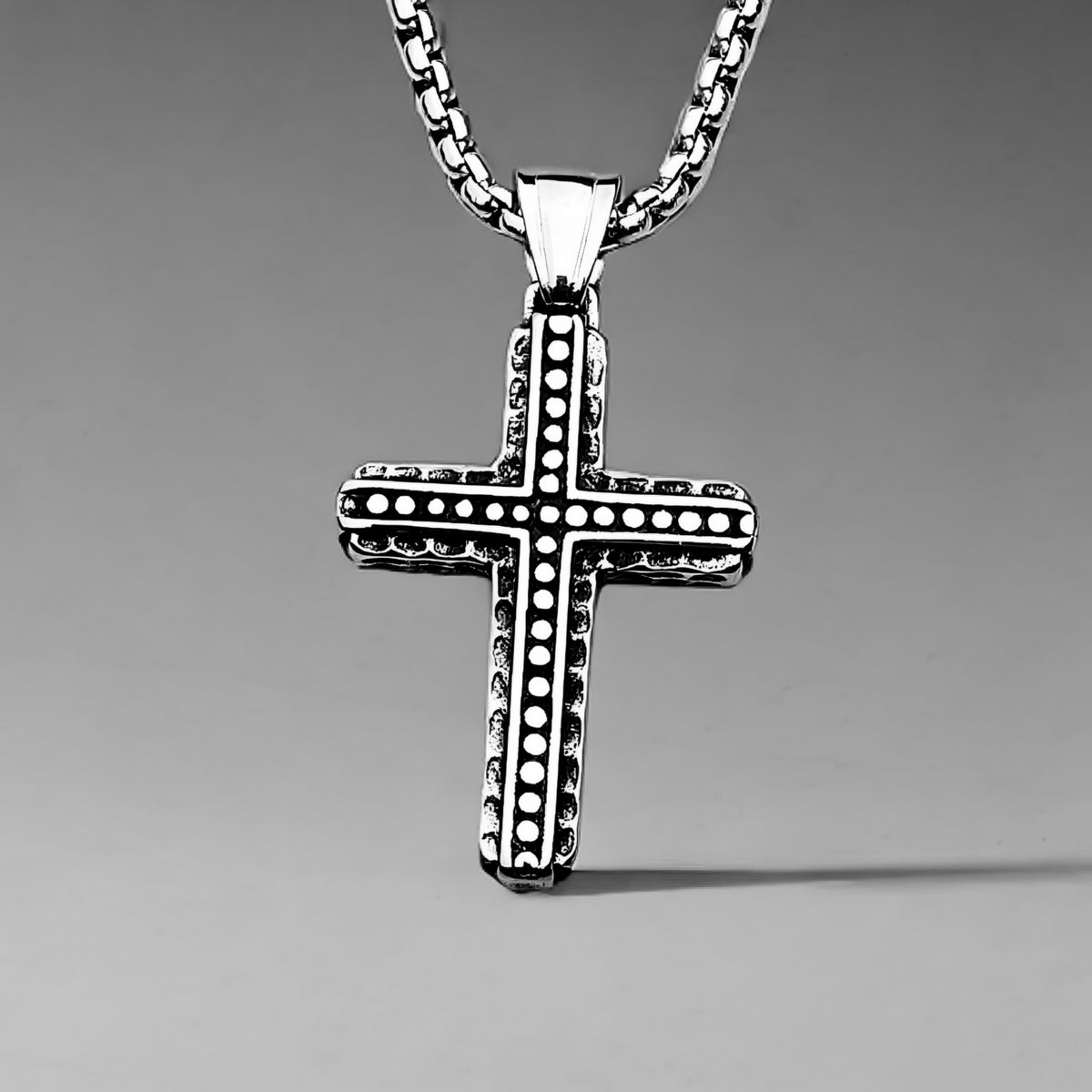 Silver Stone Cross Necklace