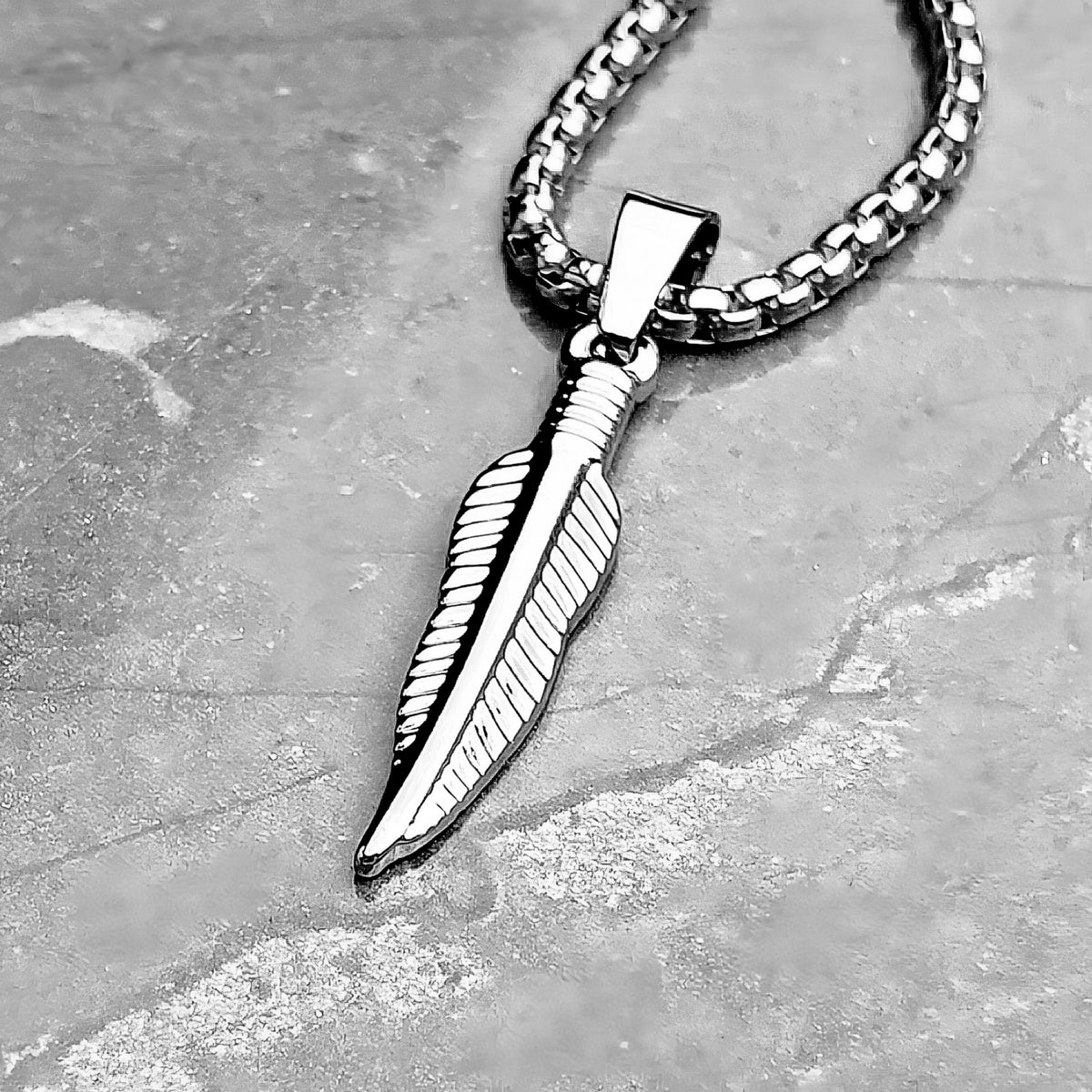 Silver Mini Tribal Feather Pendant