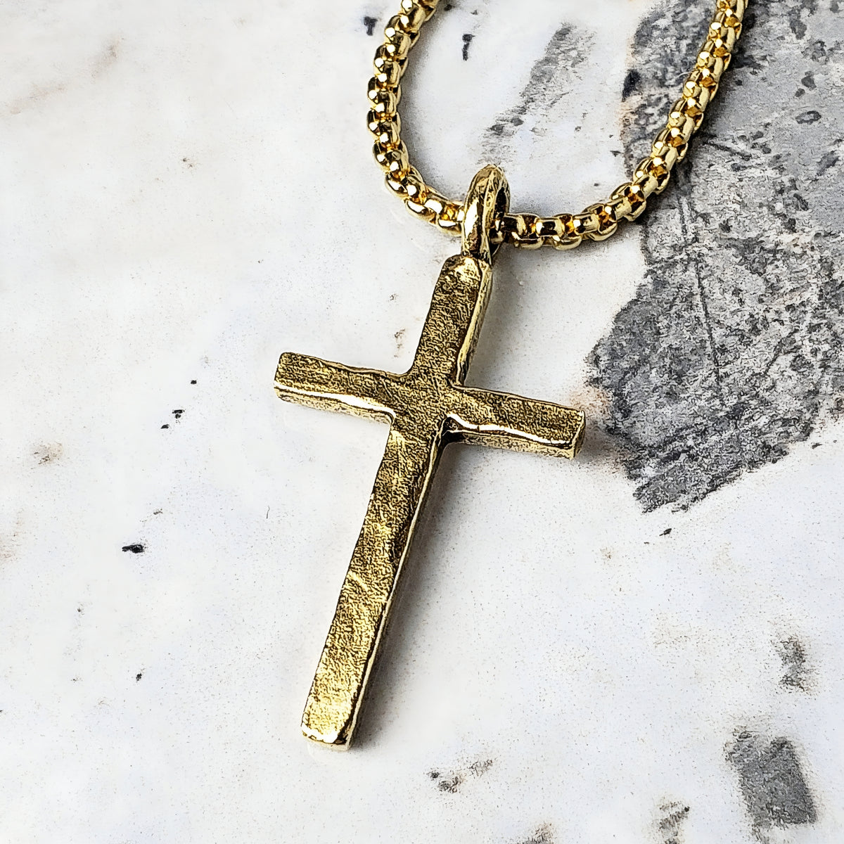 Rustic Gold Cross Necklace