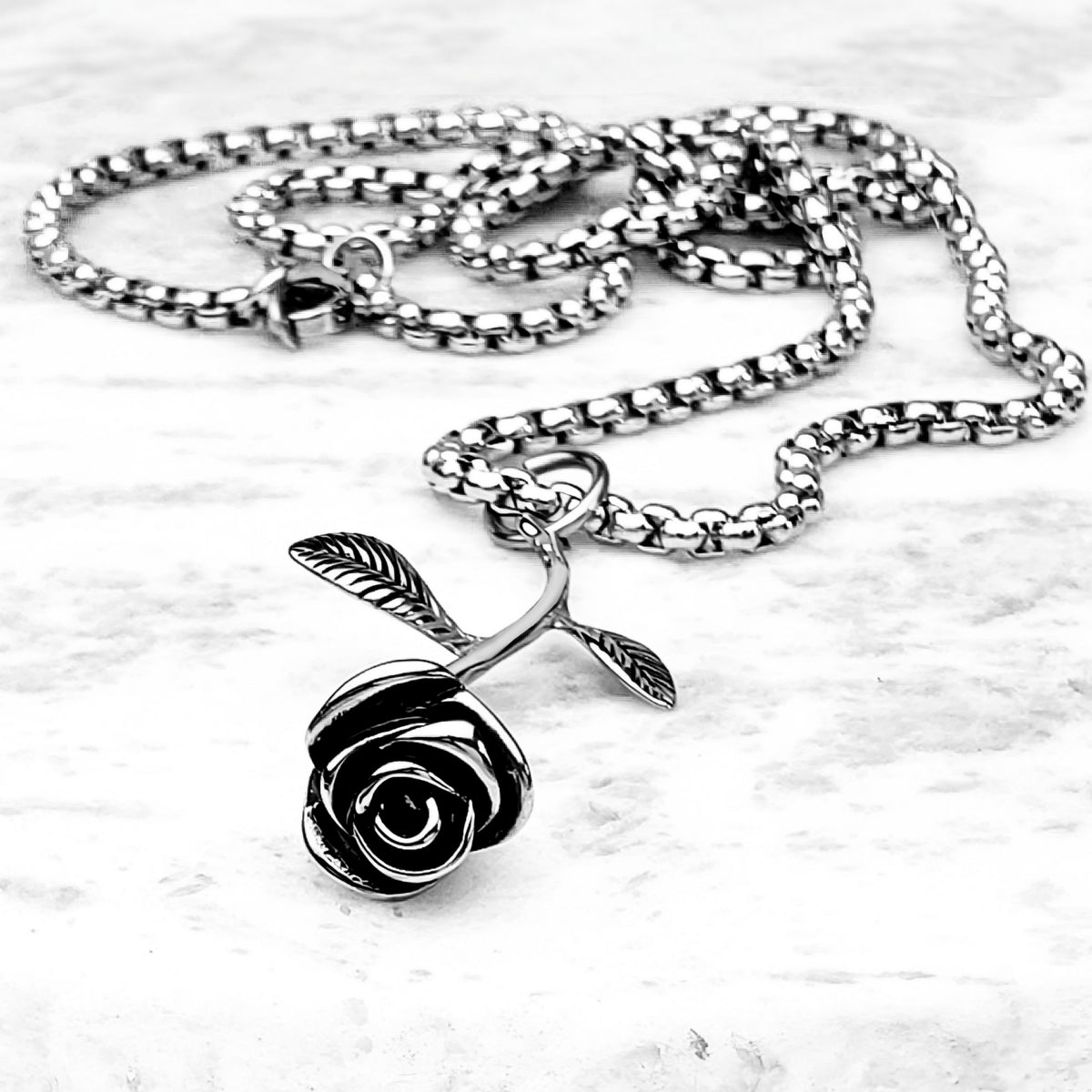 Silver Rose Necklace