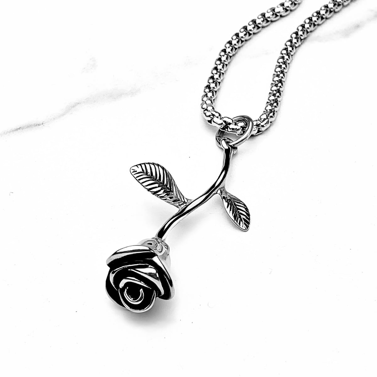 Silver Rose Necklace
