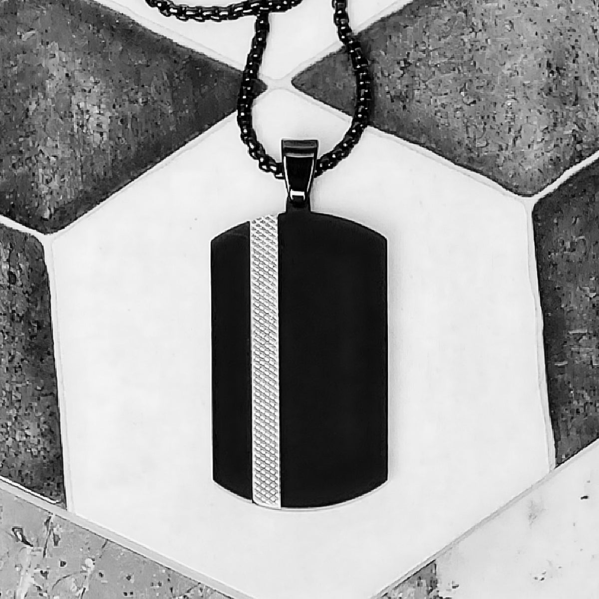 Black Lux Dog Tag Necklace