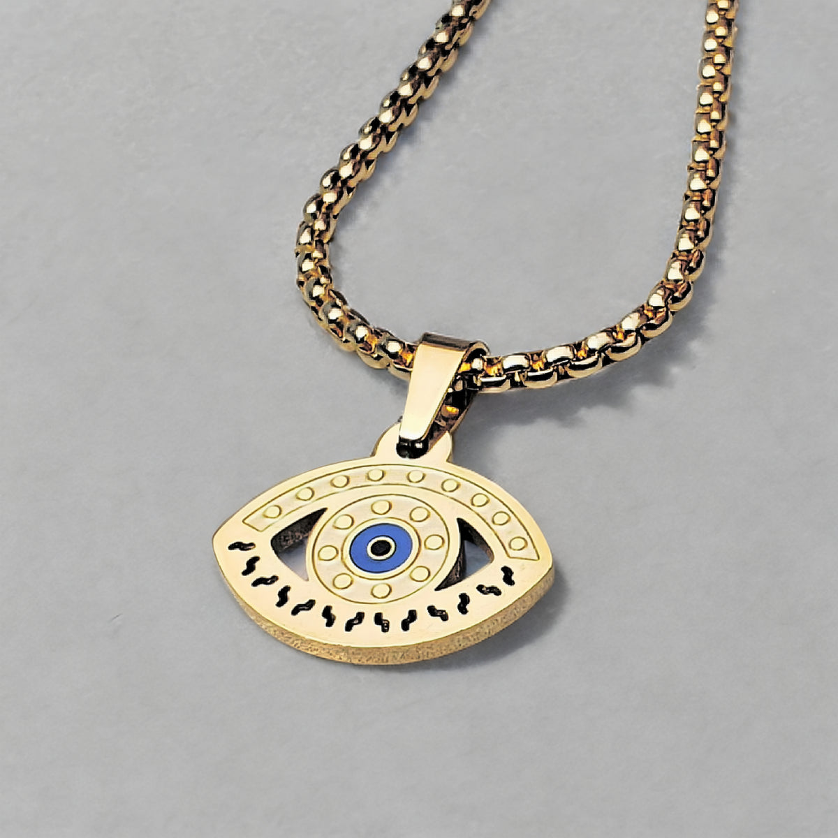 Gold Evil Eye Amulet Necklace