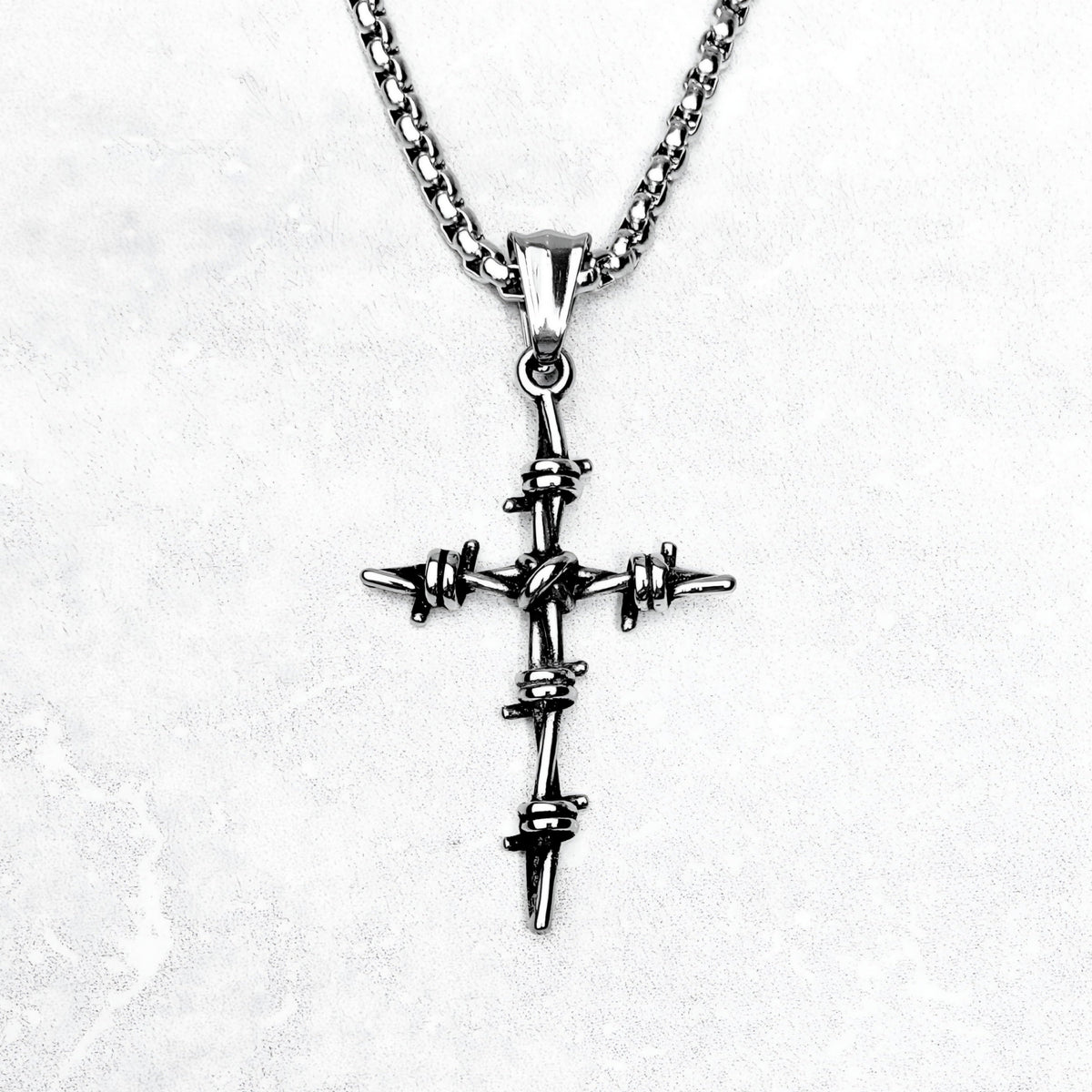 Barbed Wire Cross Necklace