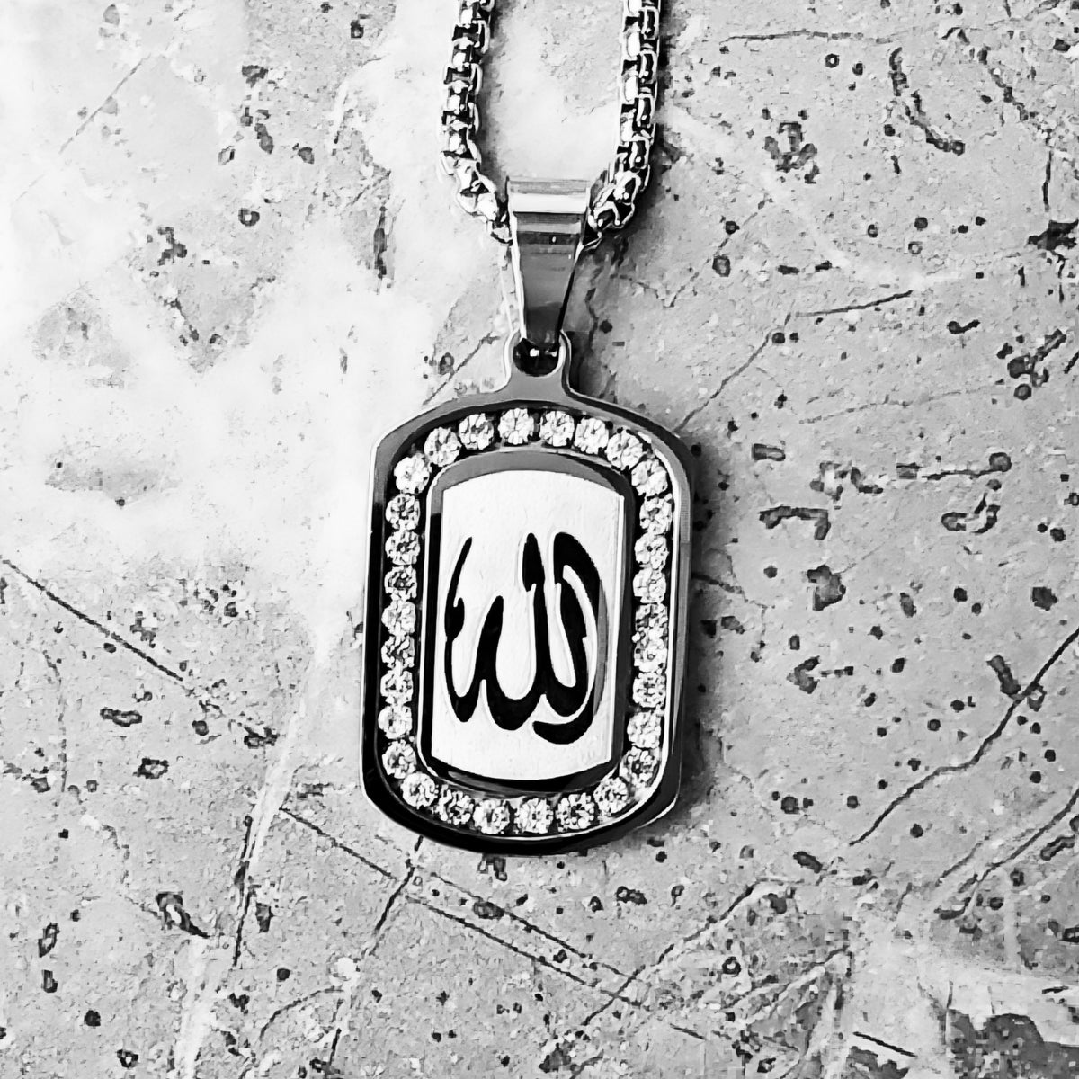 Pavé Allah Tag Necklace