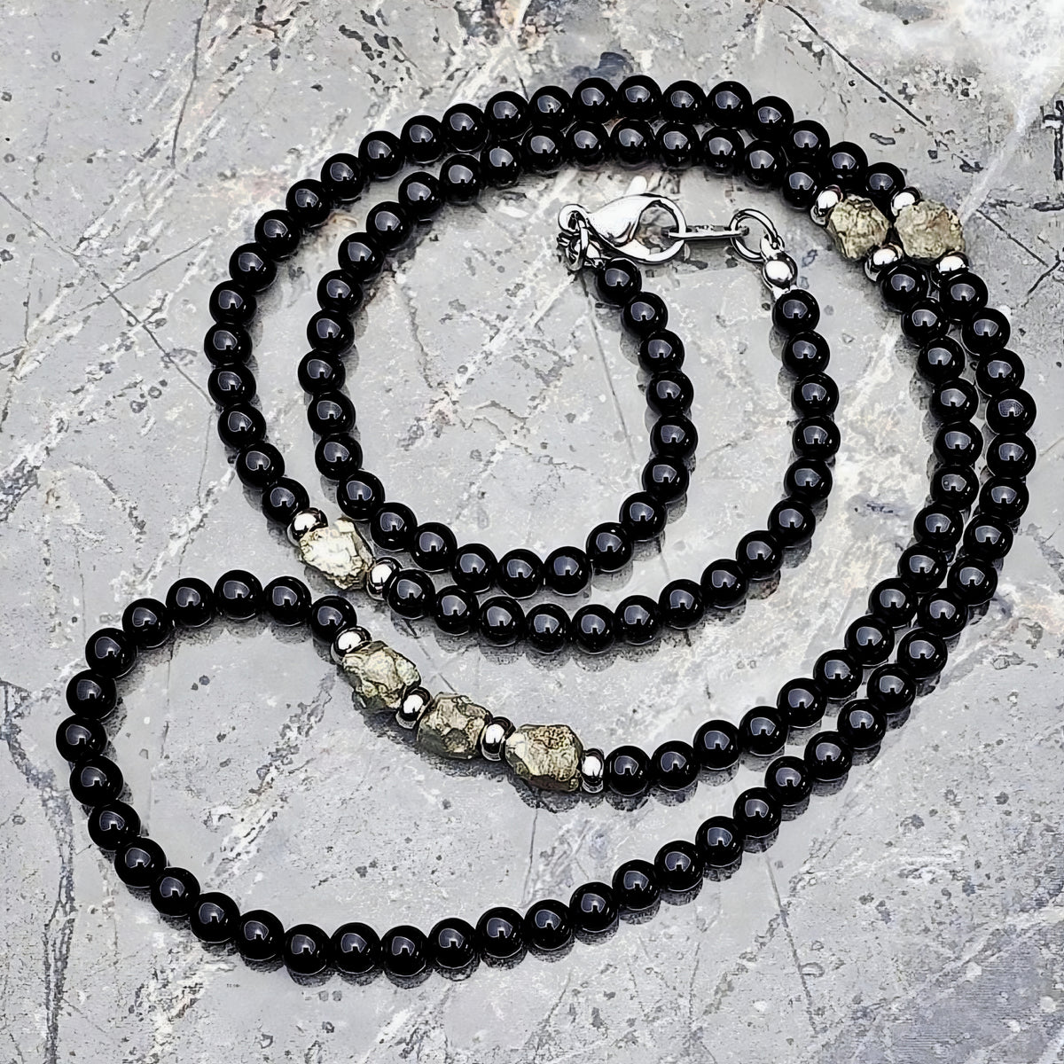 Gold Nugget Onyx Necklace