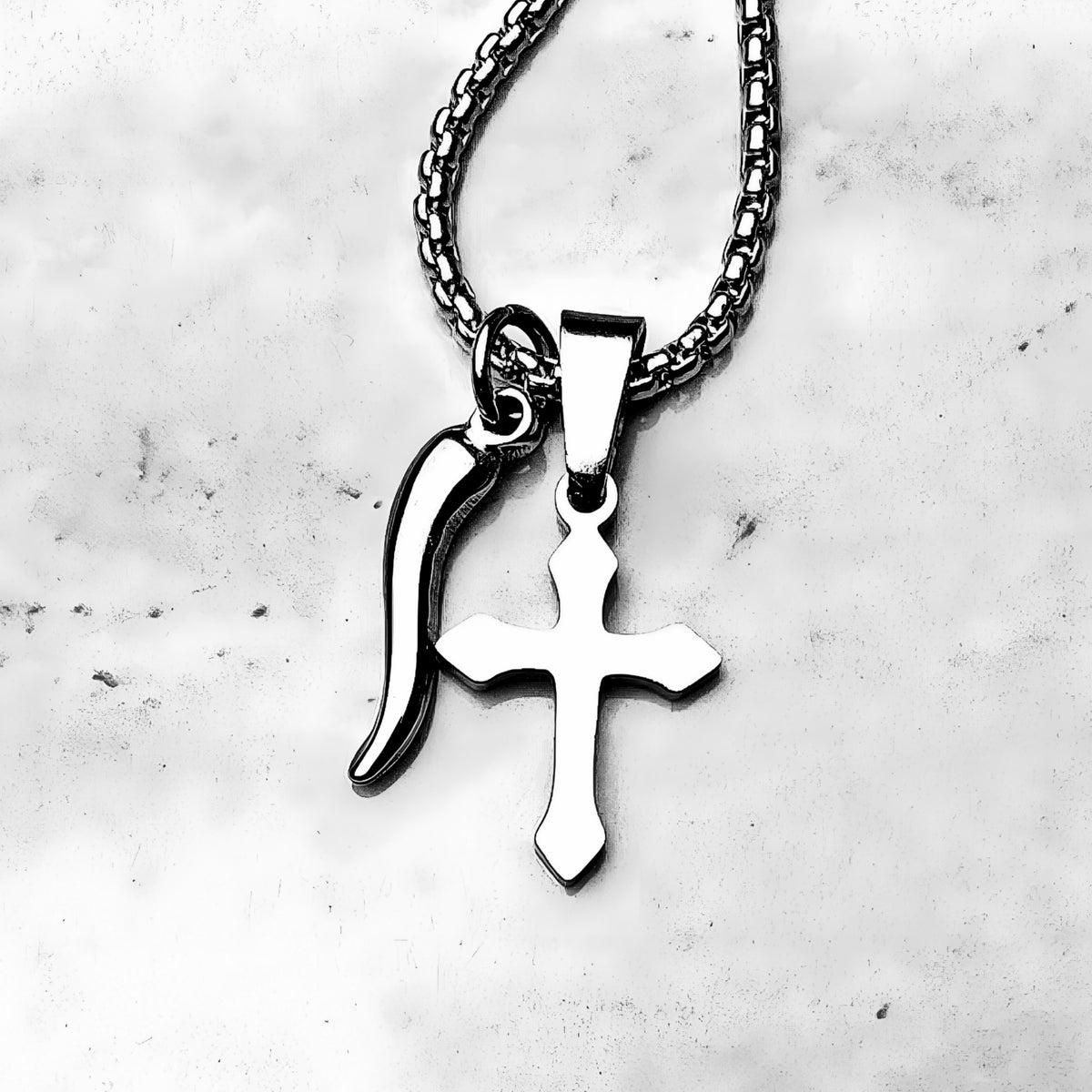 Mini Cross & Cornicello Necklace
