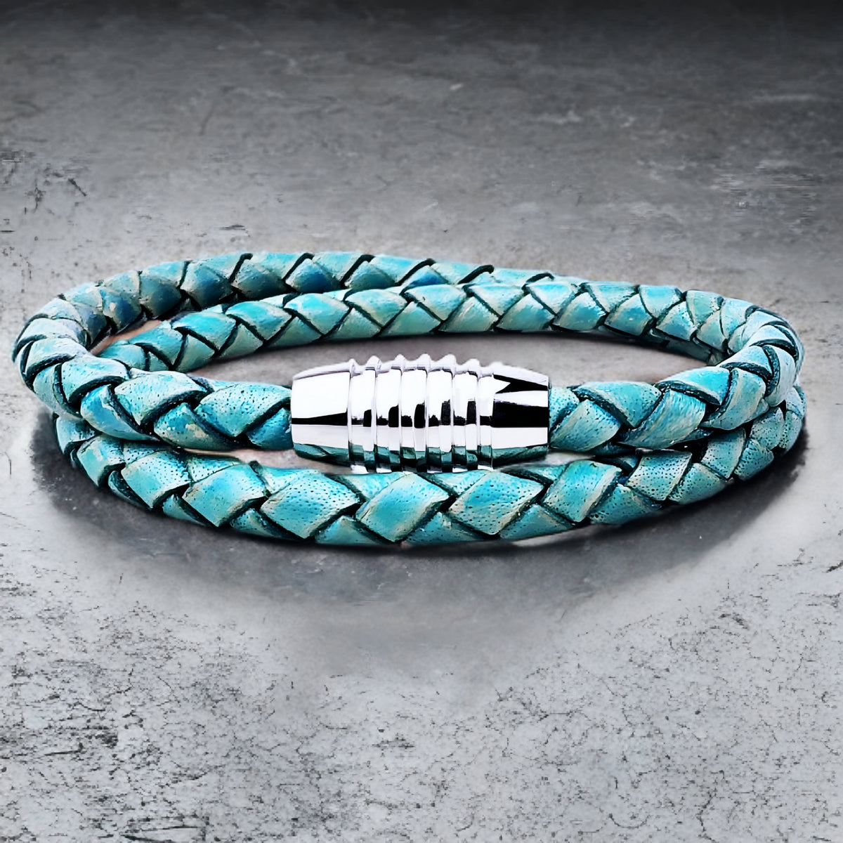 Bracciale in pelle turchese