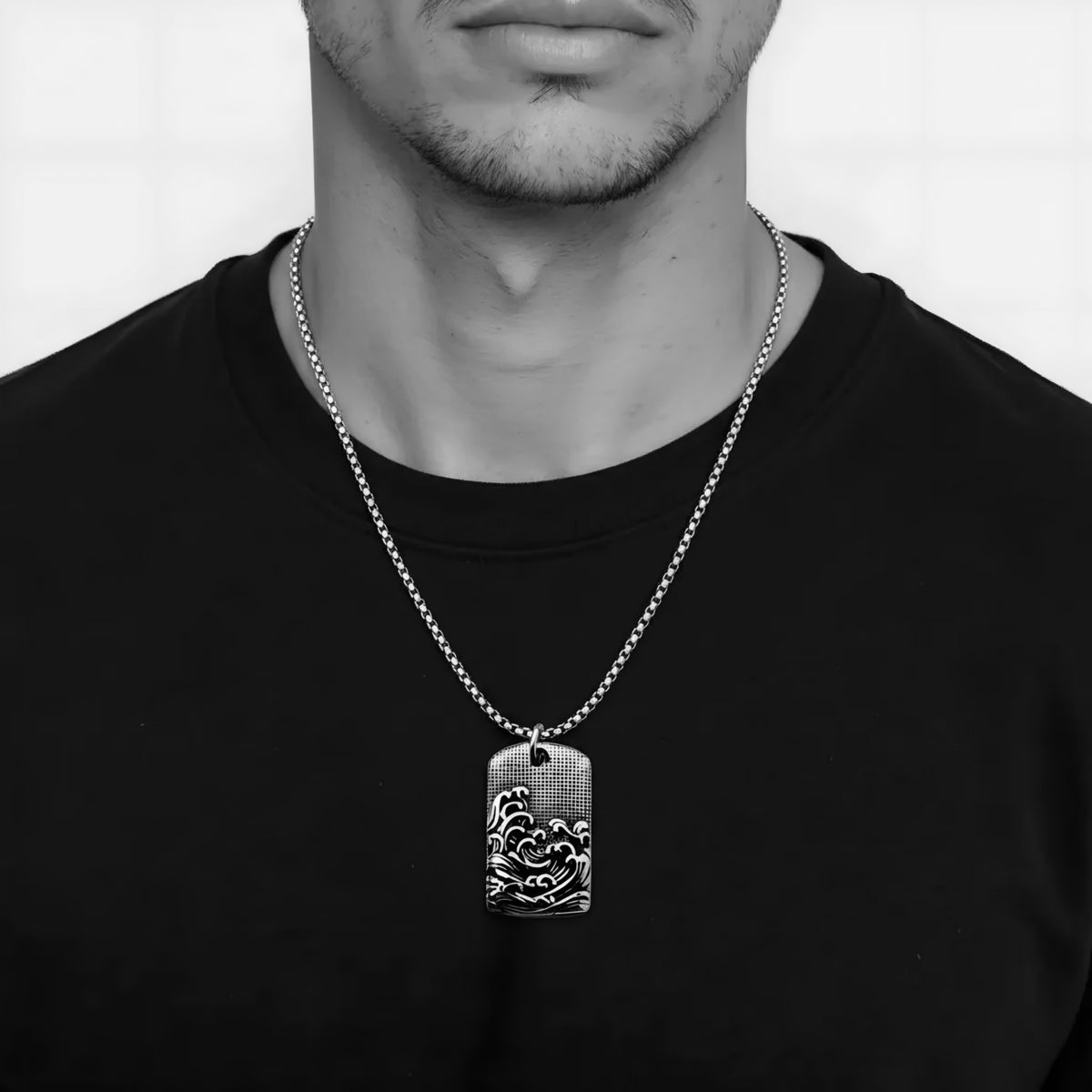 Waves Dog Tag Necklace