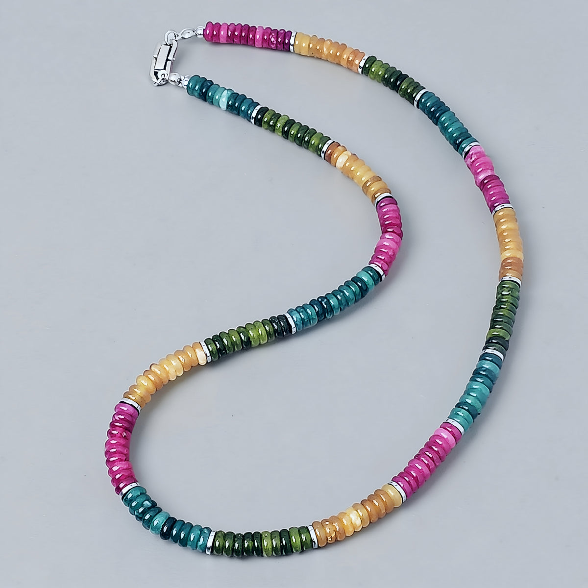 Multicolor Tourmaline Gemstone Heishi Necklace