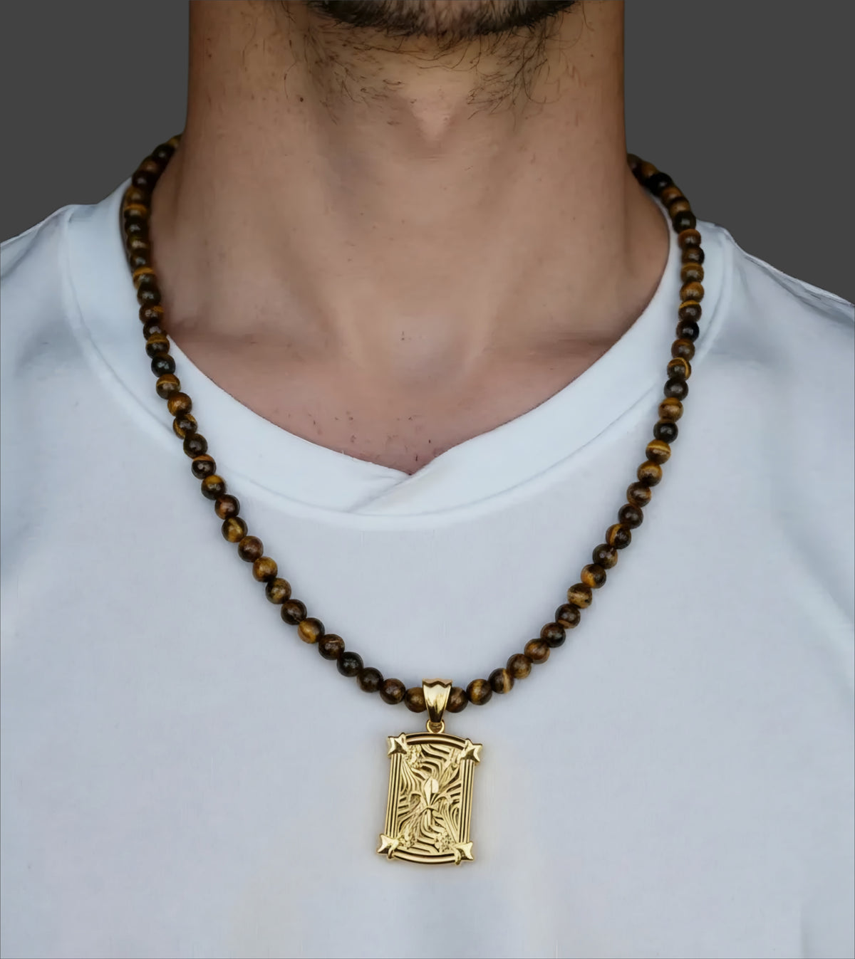 Collana a catena con pietra di occhio di tigre