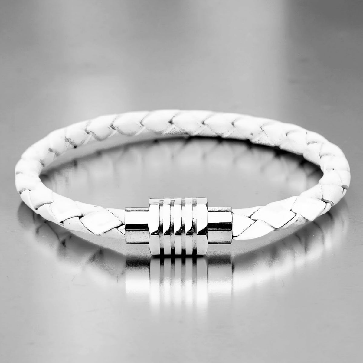 Bracciale a bolo in pelle bianca
