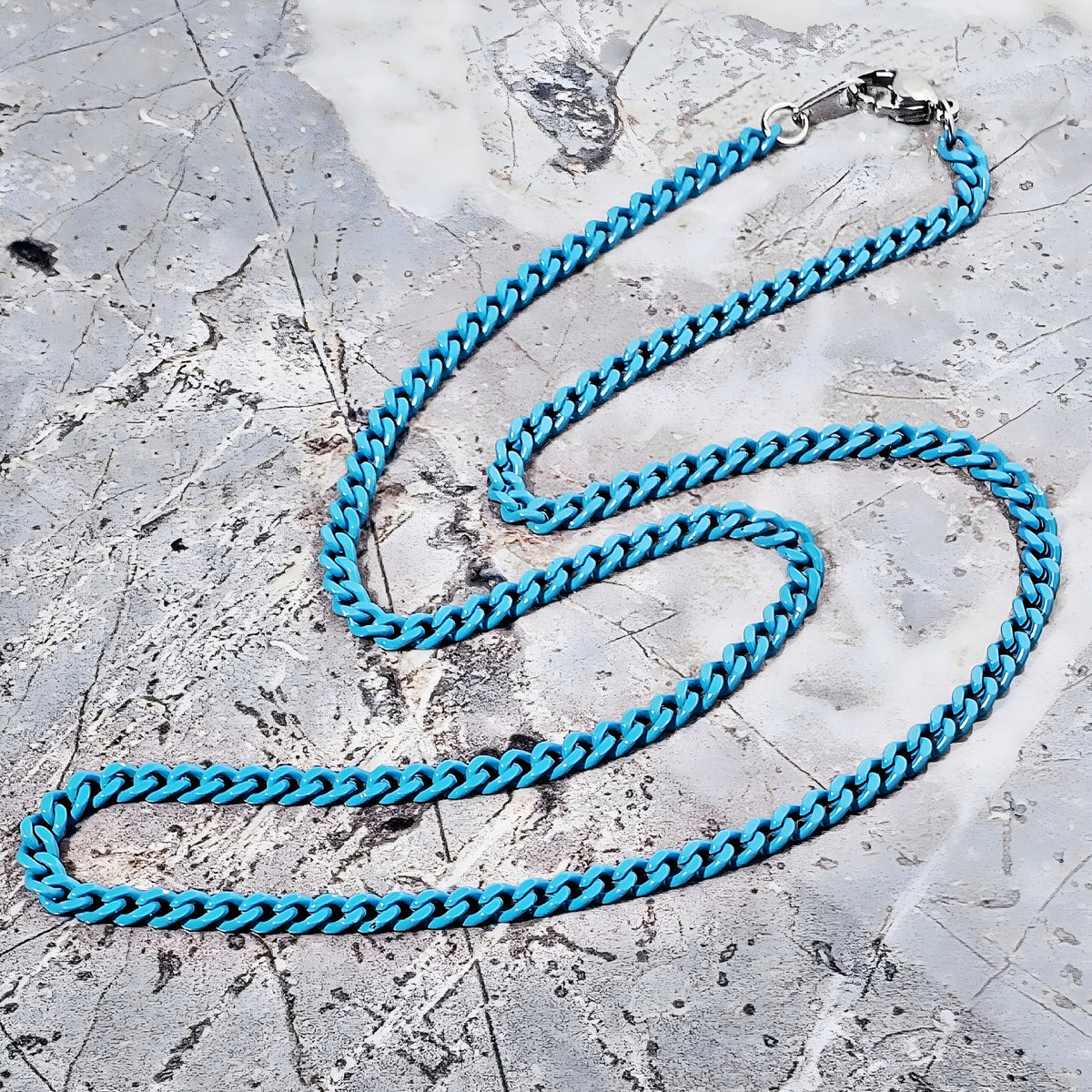 Collana con catena a maglie curb turchese