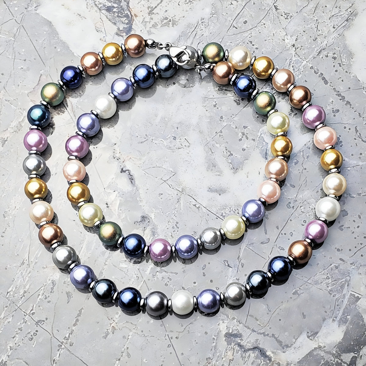 Collana con perle miste multicolori