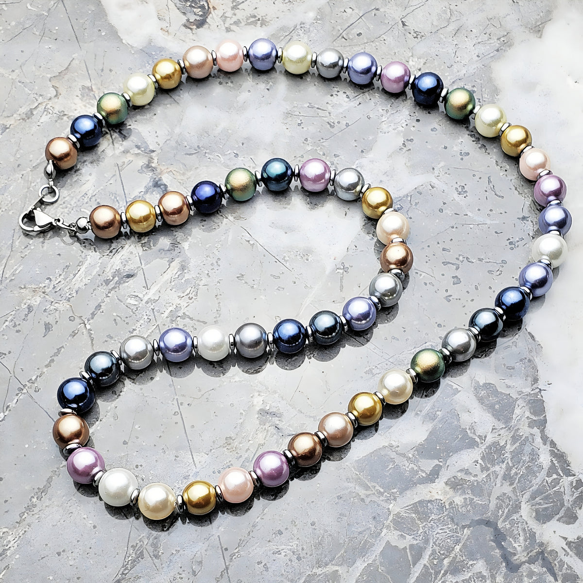 Collana con perle miste multicolori