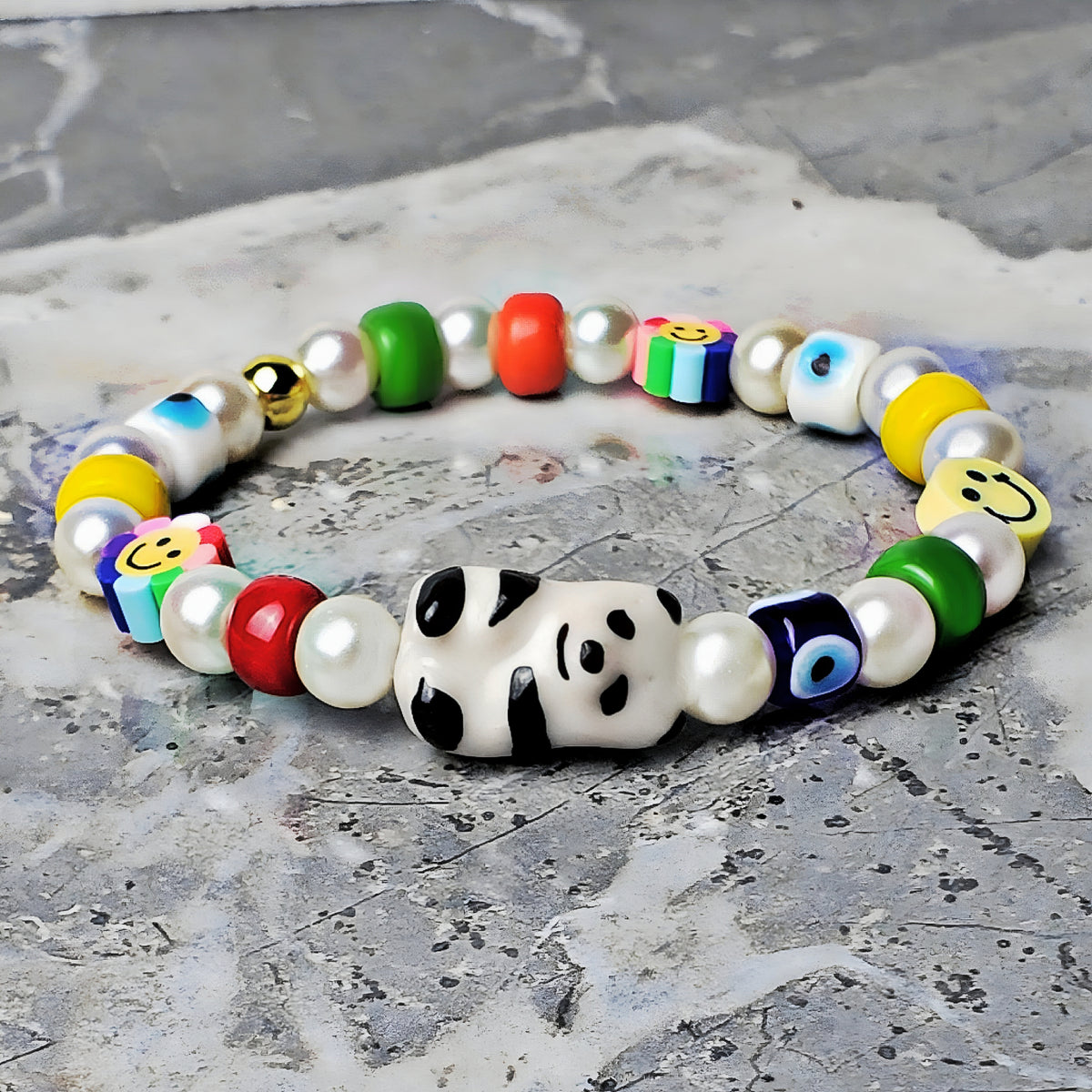 Bracciale con panda e perle barocche