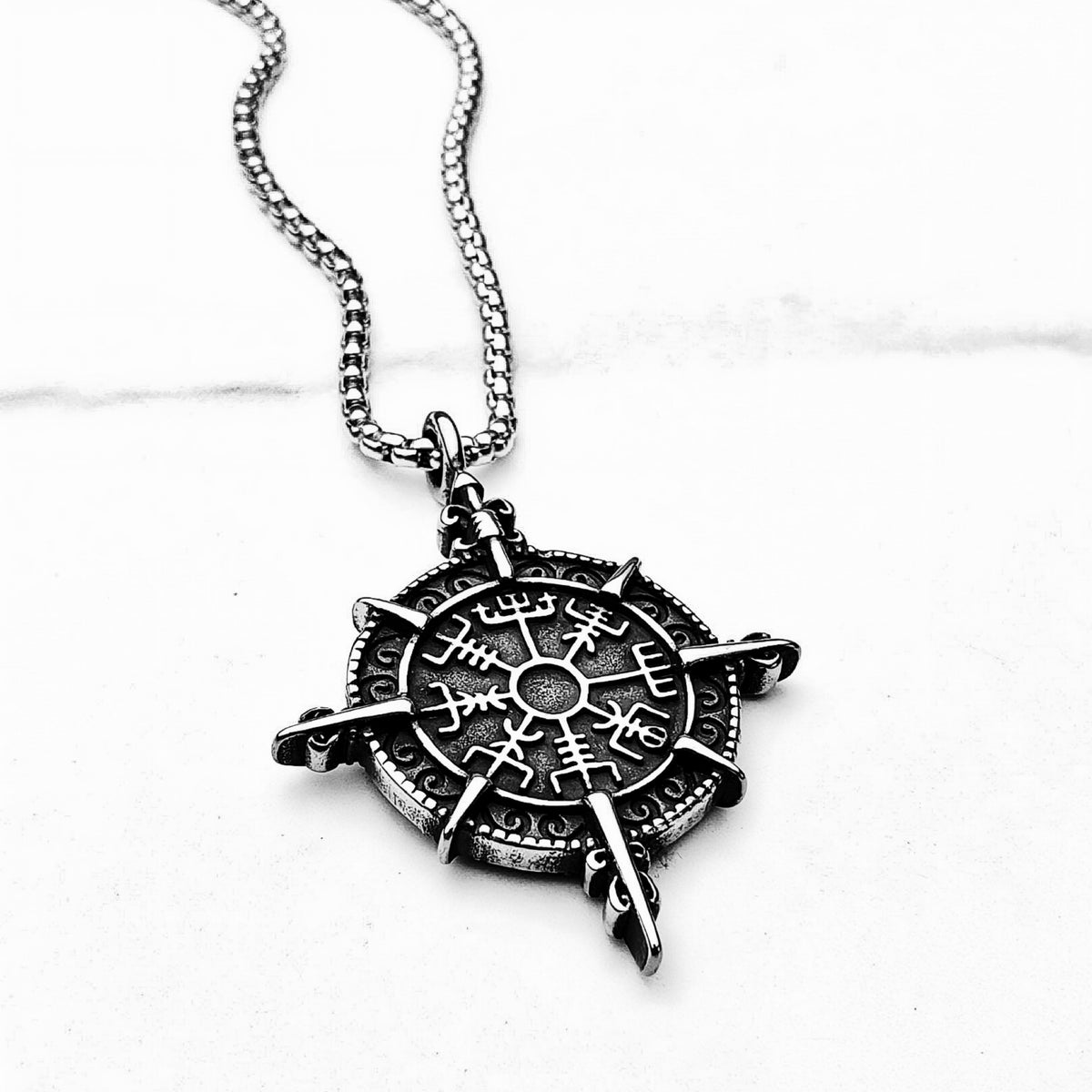 Bussola marittima Vegvisir in argento