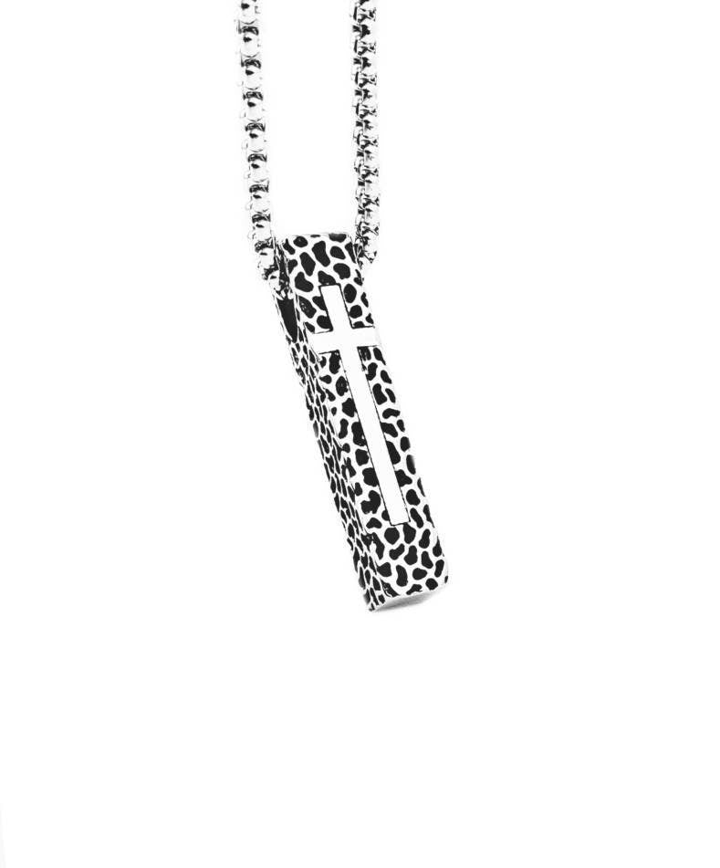 Men's "CROSS BAR" Necklace| Men's Silver Stainless Steel Cross Bar Pendant Necklace| Men's Silver Stainless Steel Box Chain Necklace
