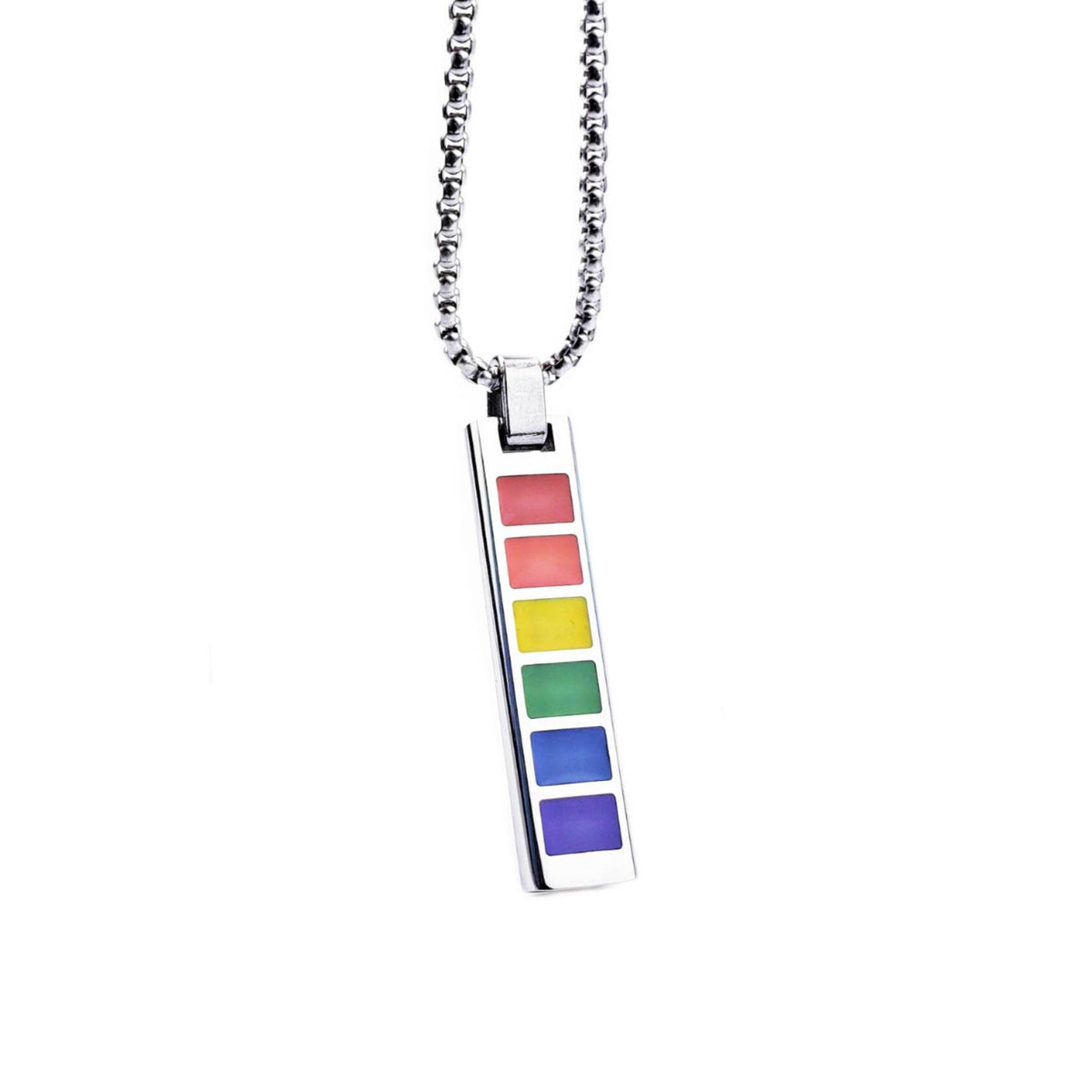 Men's "PRIDE DOG TAG" Necklace| Men's Silver Stainless Steel Pride Dog Tag Pendant Necklace| Men's Silver Stainless Steel Box Chain Necklace